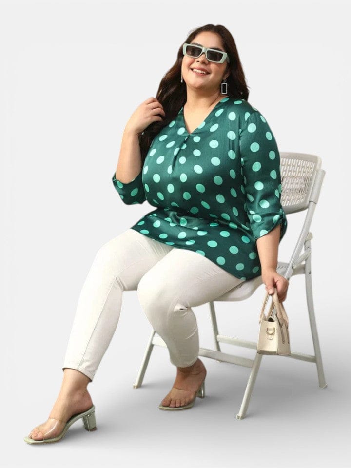 Plus Size Green Polka Dot Top