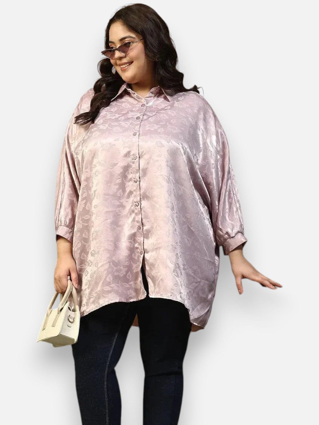 Plus Size Lilac Floral Print Shirt