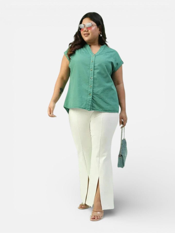 Plus Size Green Cotton Top
