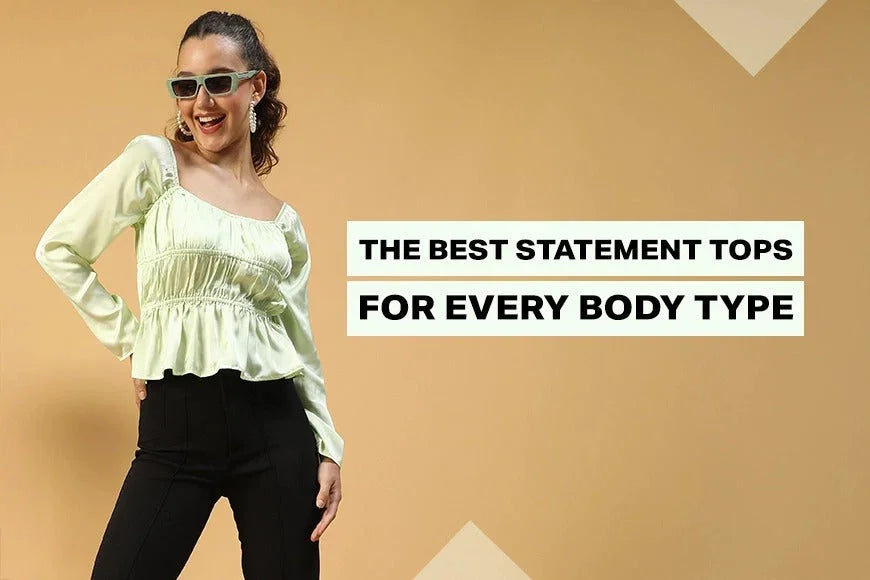 Woman in stylish mint green top and black pants, statement fashion for every body type