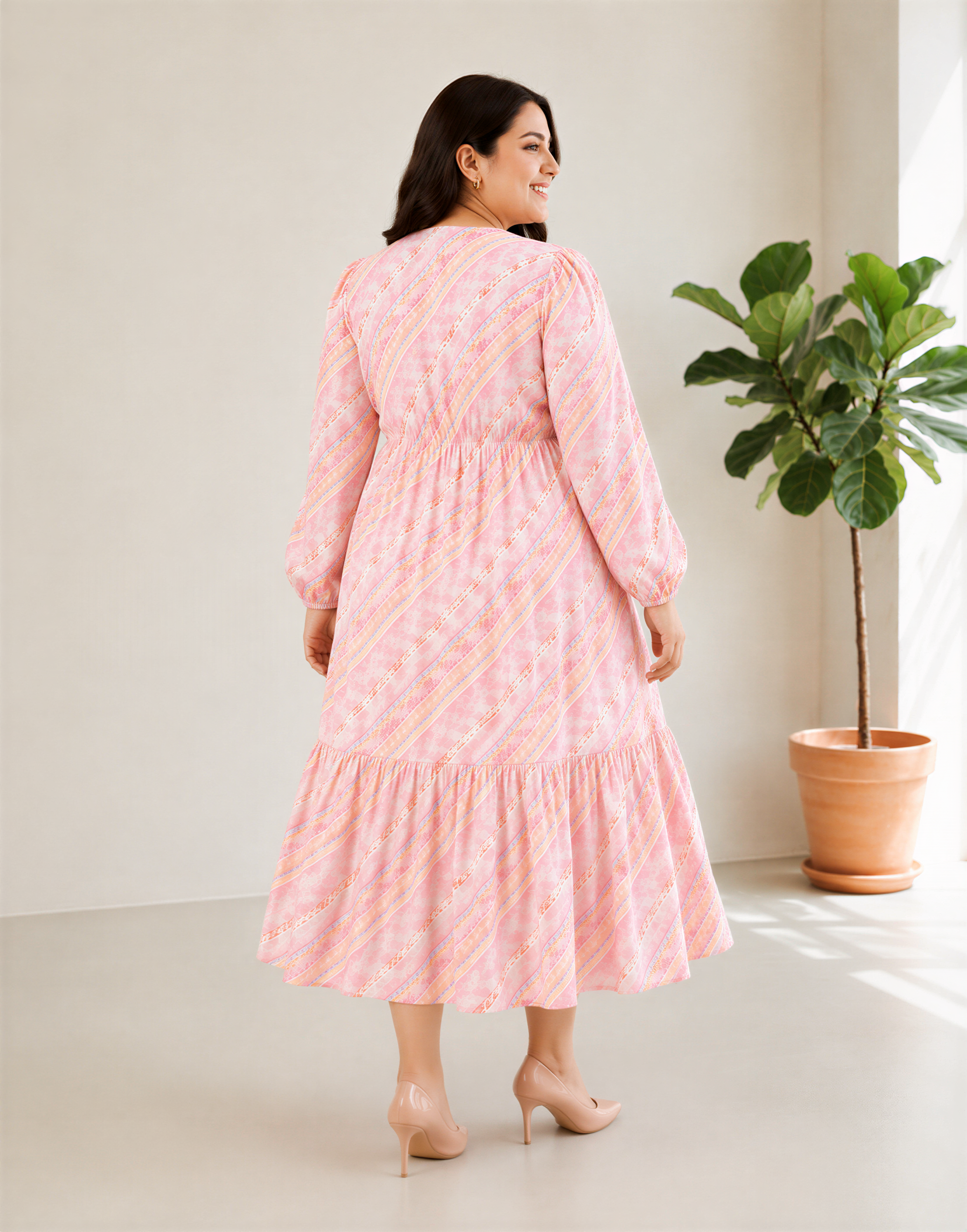 slayer pink georgette stripe dress