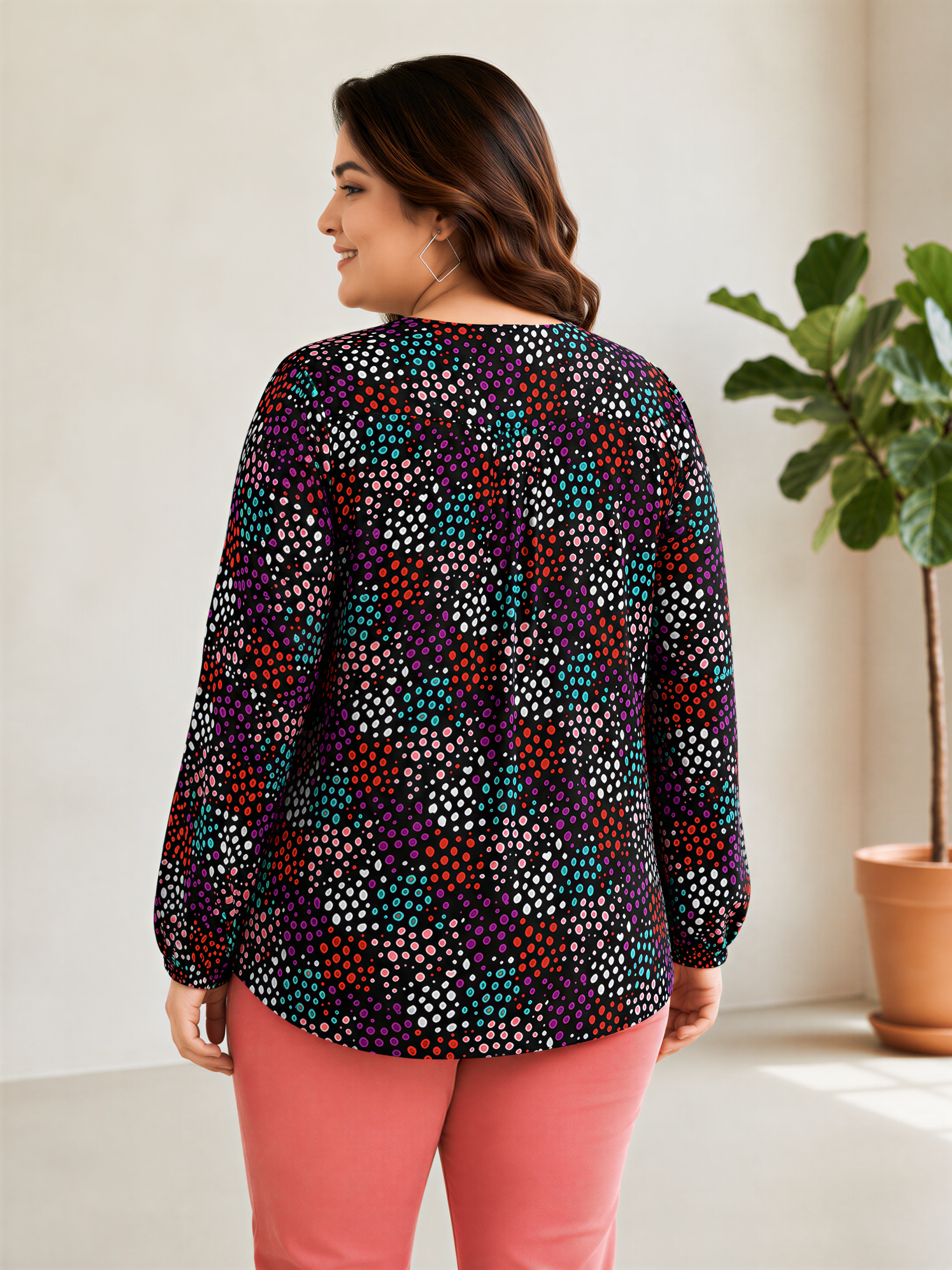 plus size top floral print long sleeve