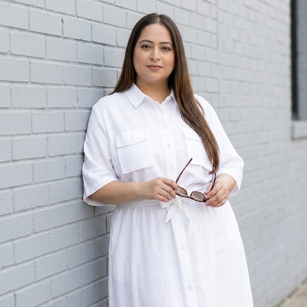 Plus Size White Cotton Dress