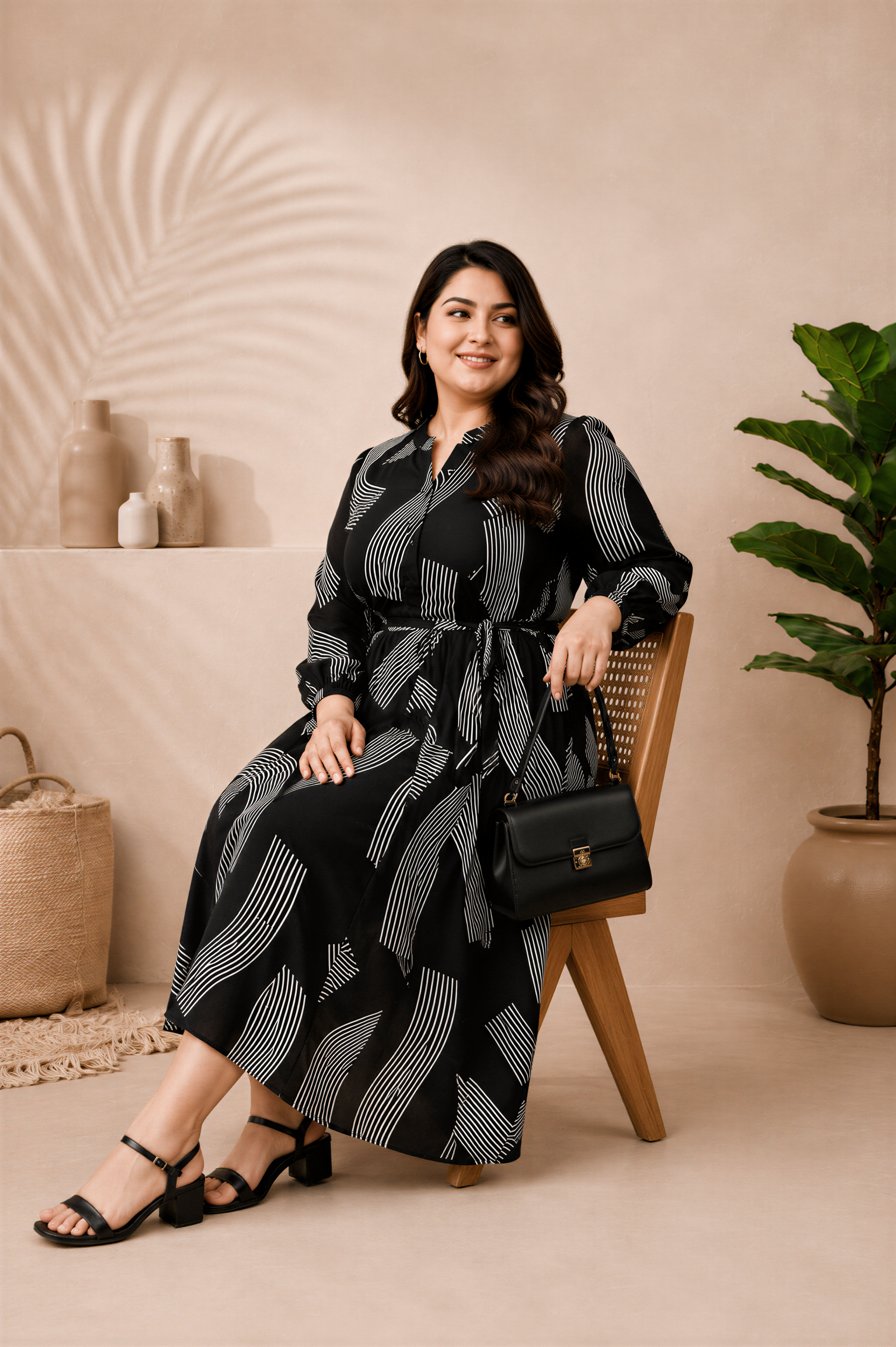 effortless black printed maxi dress