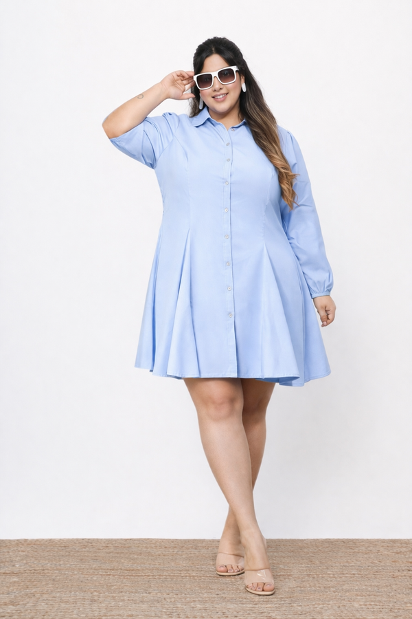 Plus Size Blue Cotton Dress