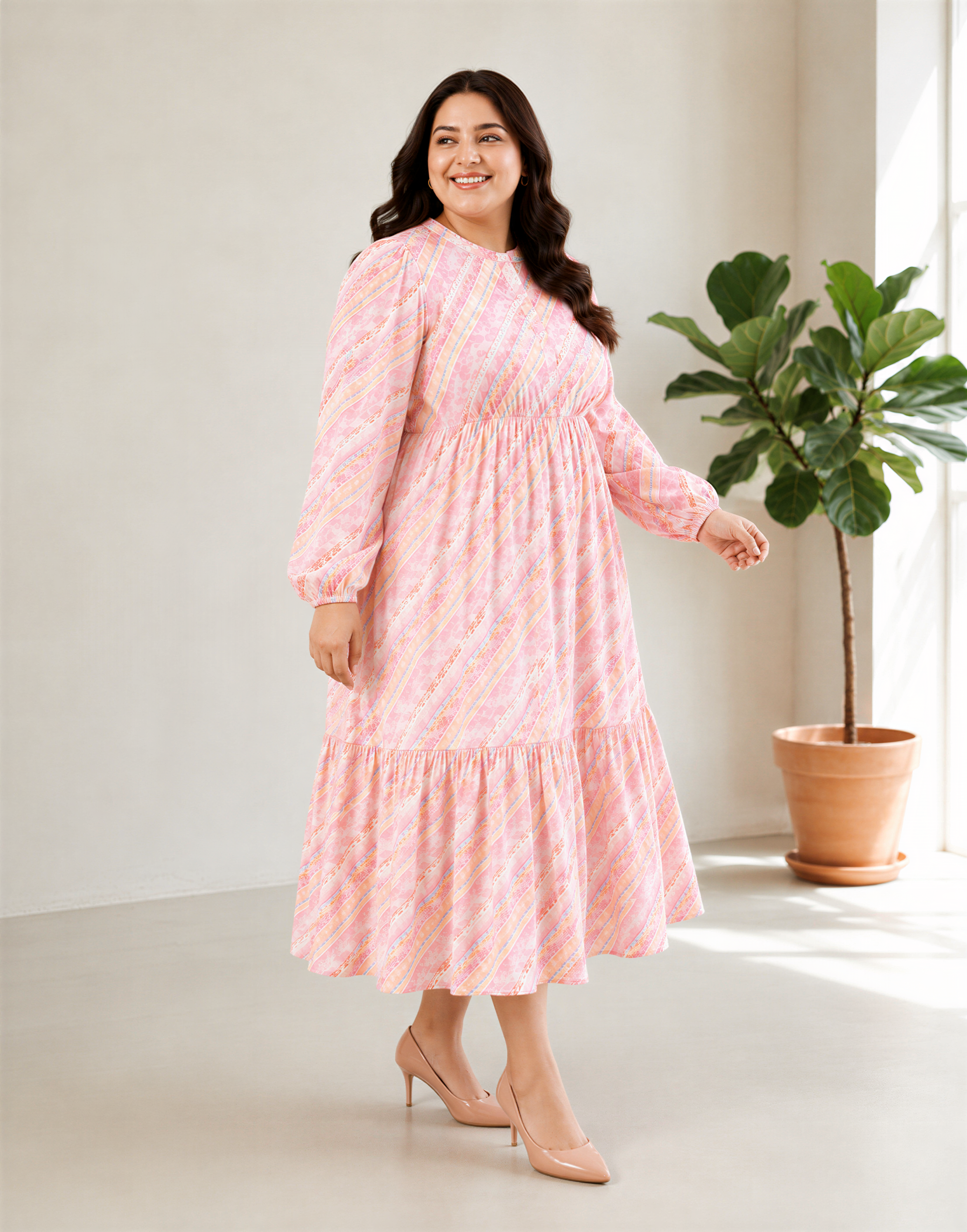 slayer pink georgette stripe dress