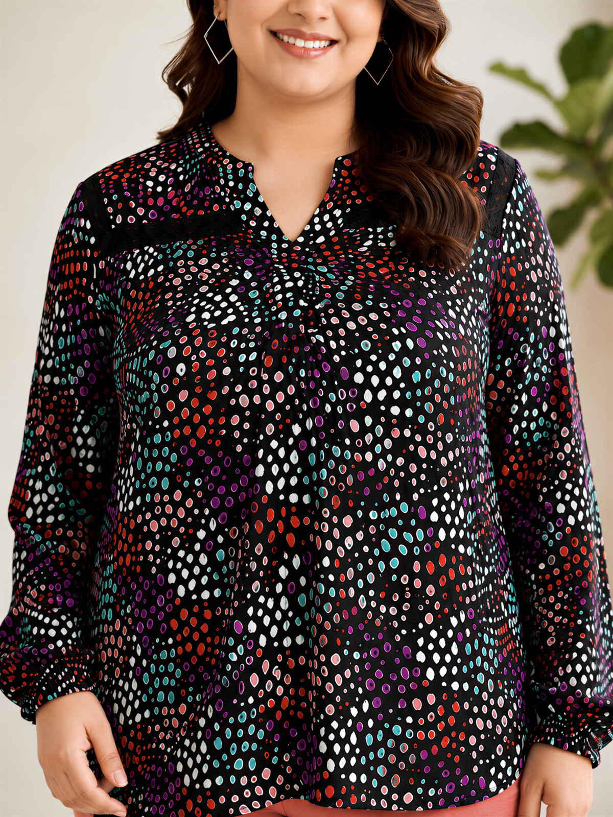 plus size top floral print long sleeve