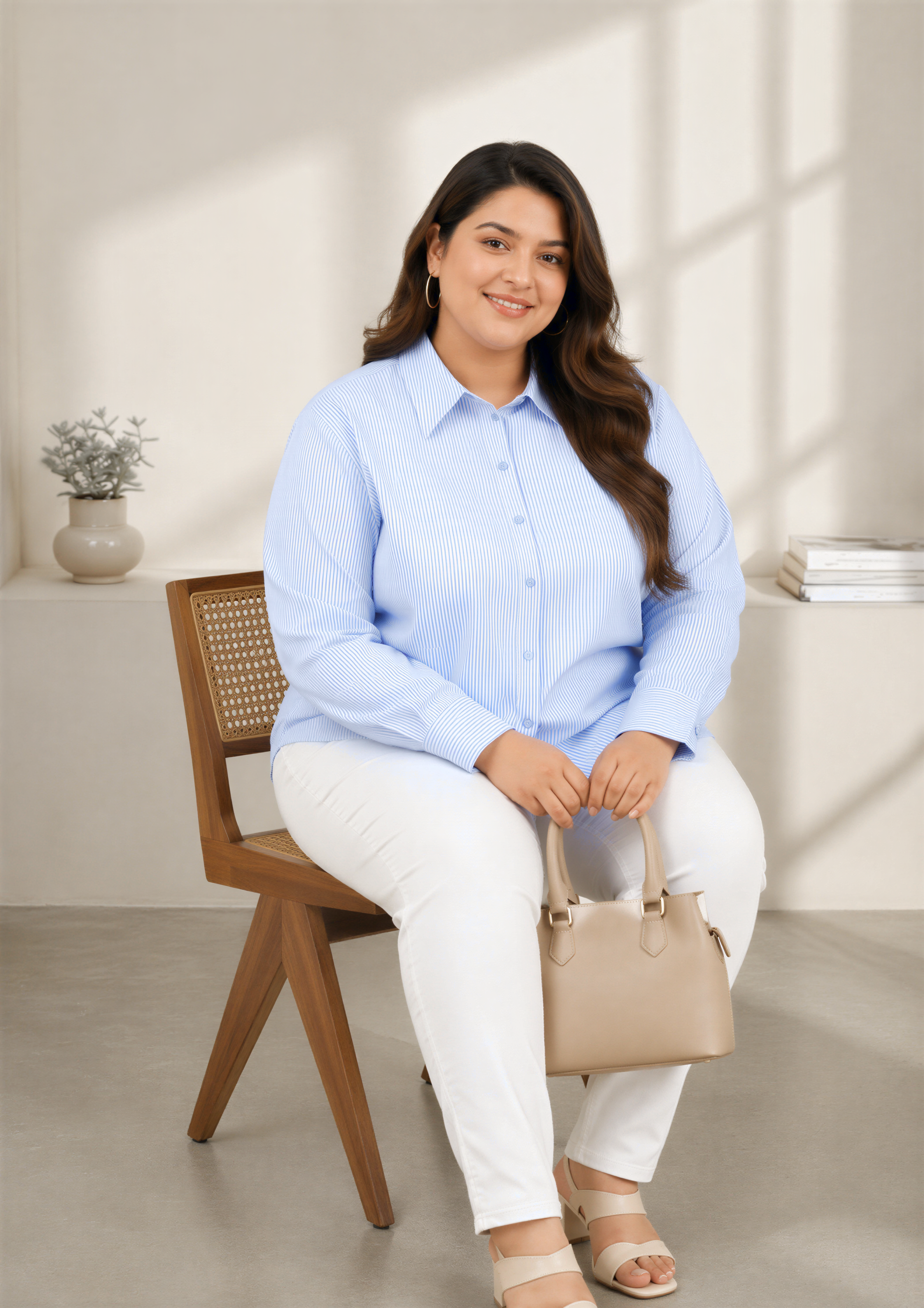 plus size shirt blue stripe print