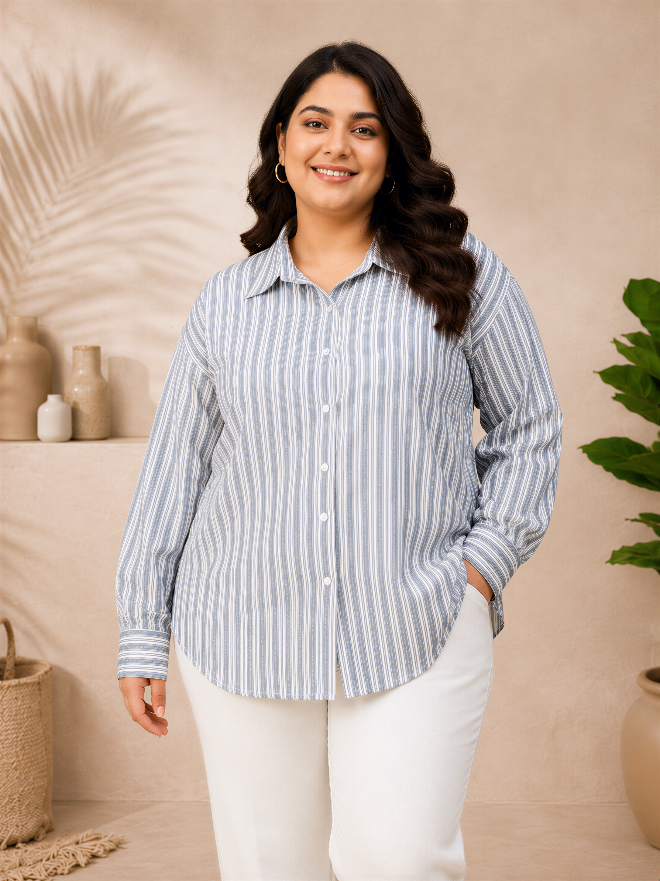 plus size shirt blue stripe 1