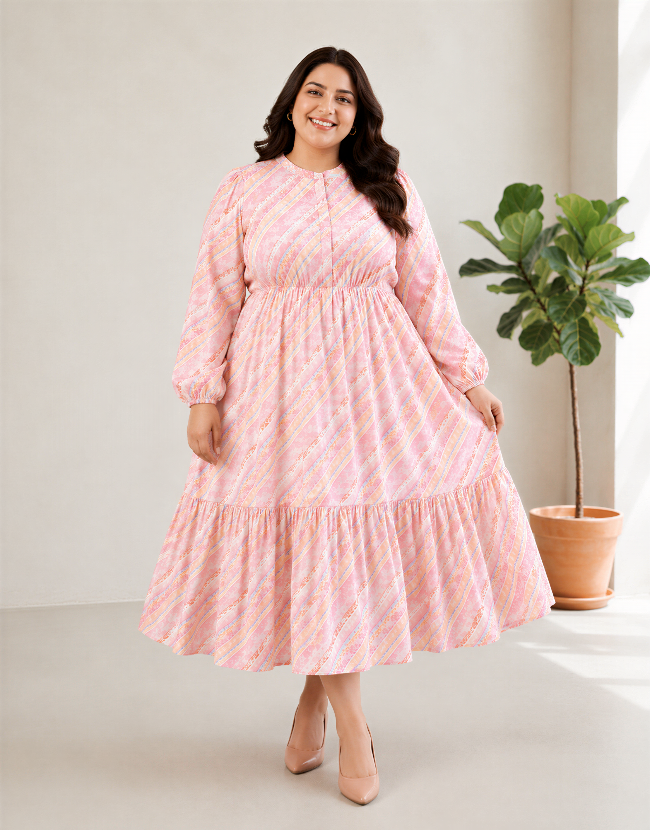 slayer pink georgette stripe dress