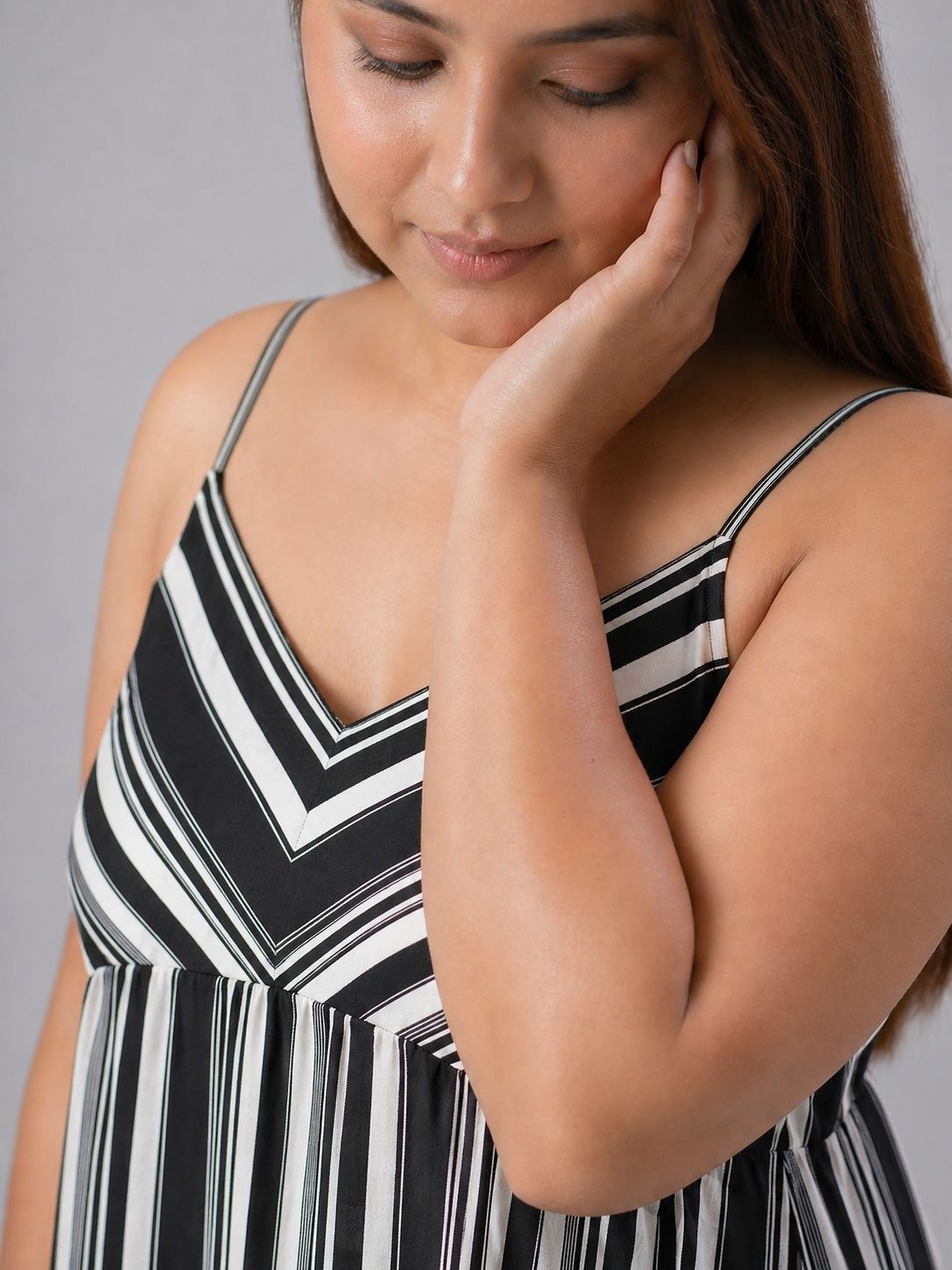 Plus Size Black Stripe Dress