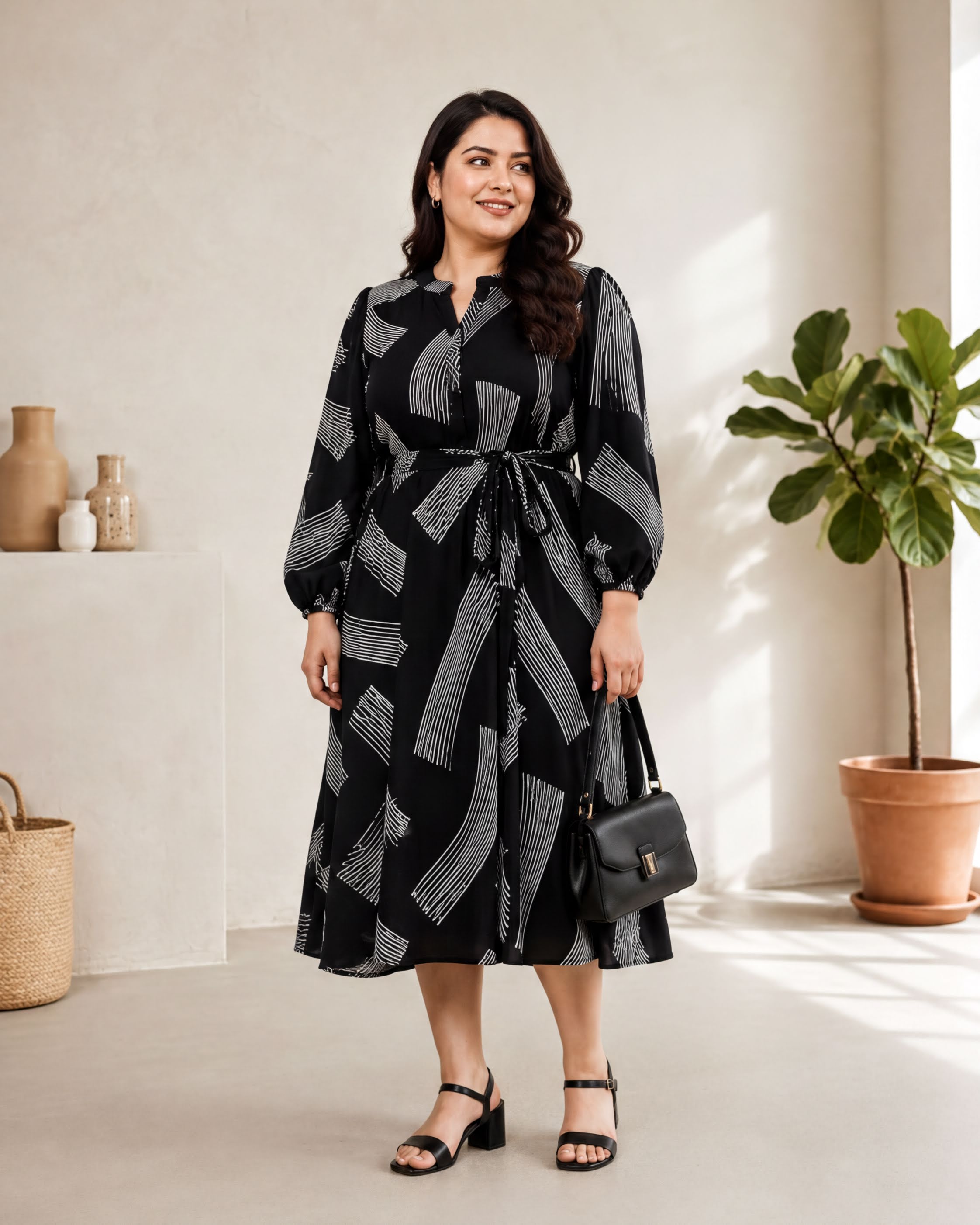 effortless black printed maxi dress