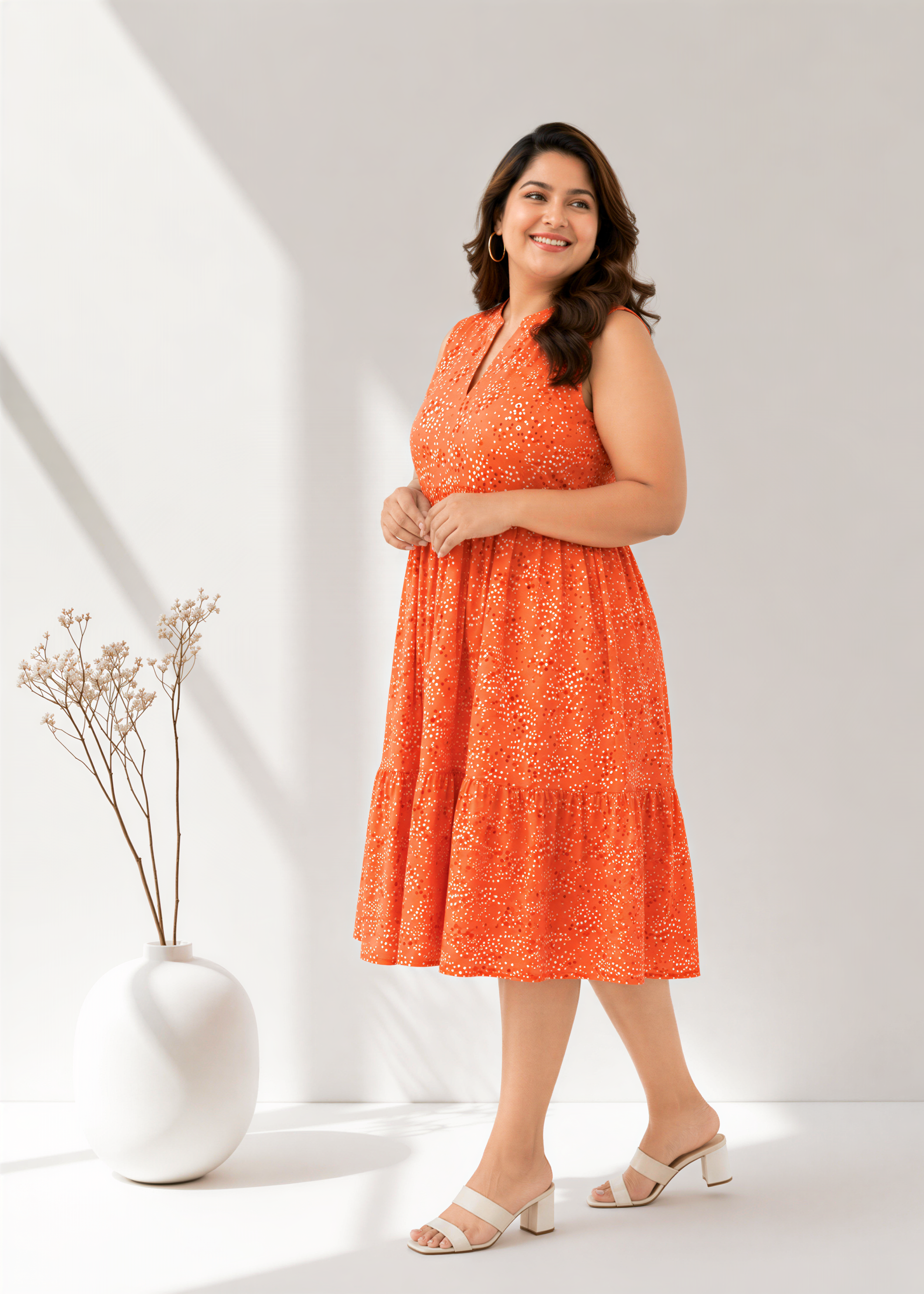 plus size orange floral dress