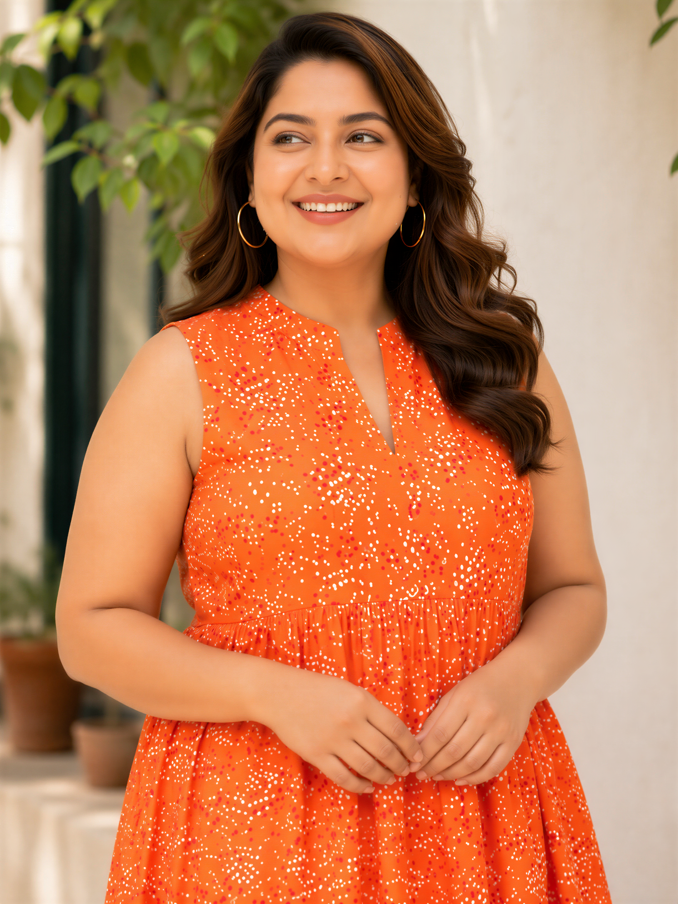 plus size orange floral dress