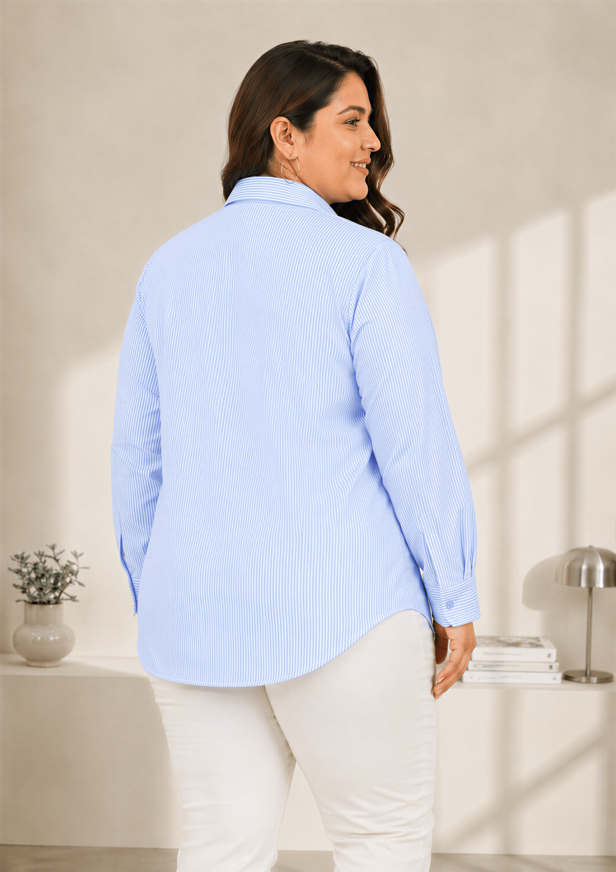 plus size shirt blue stripe print