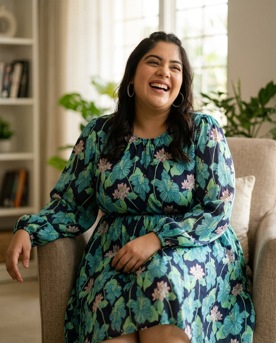 radiated multicolor floral plus size dress