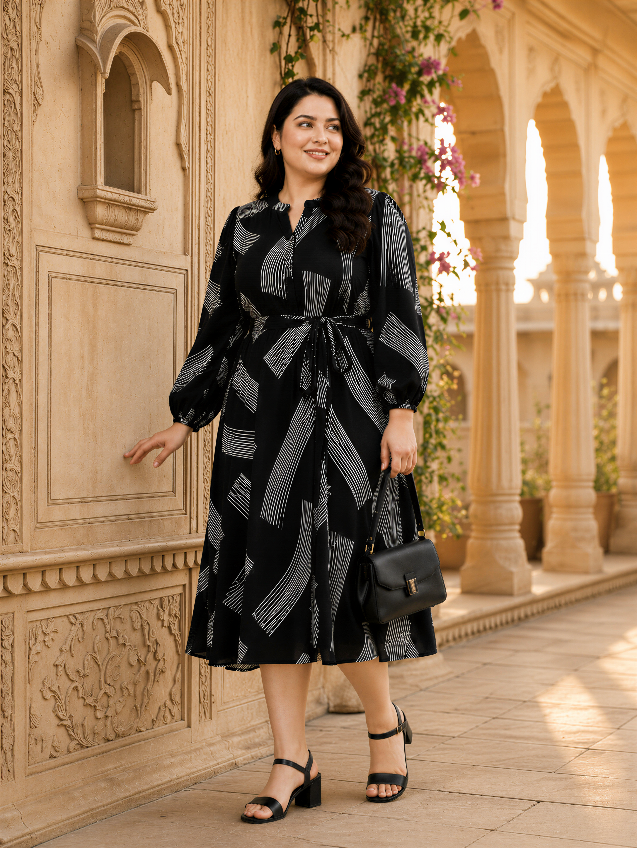 effortless black printed maxi dress