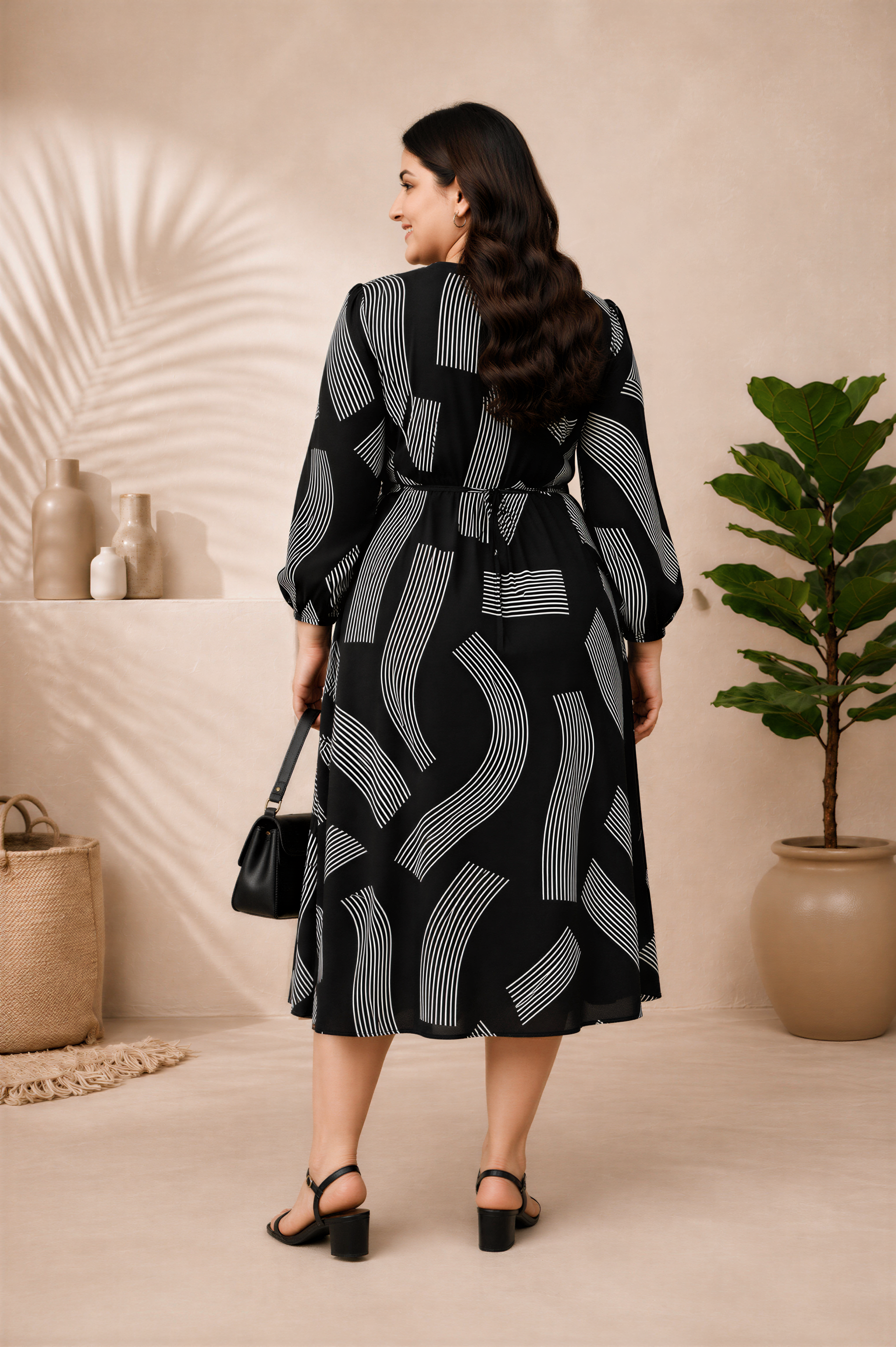 effortless black printed maxi dress