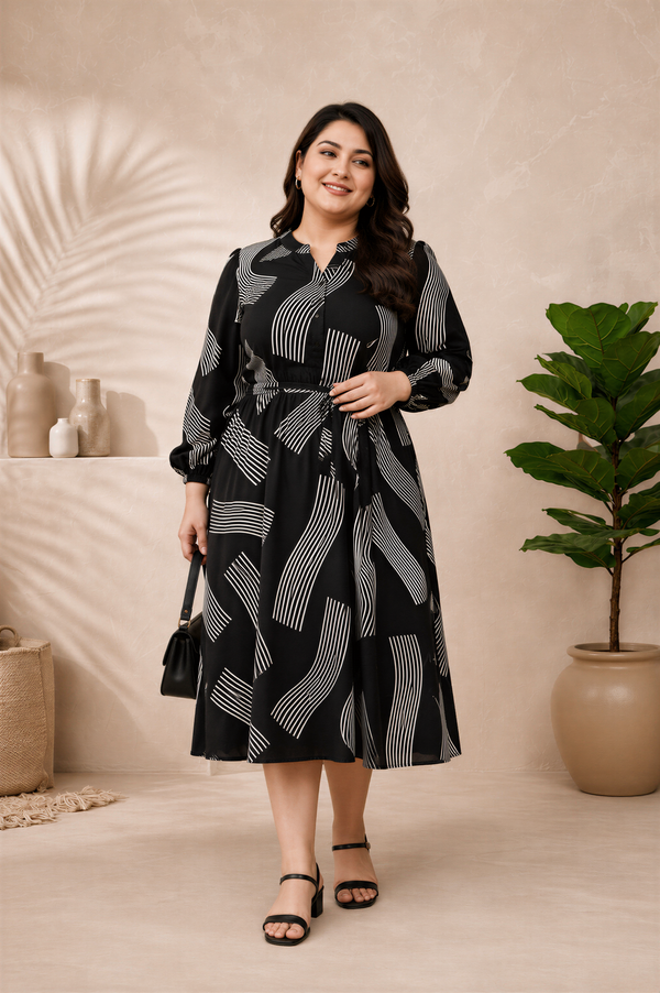 effortless black printed maxi dress