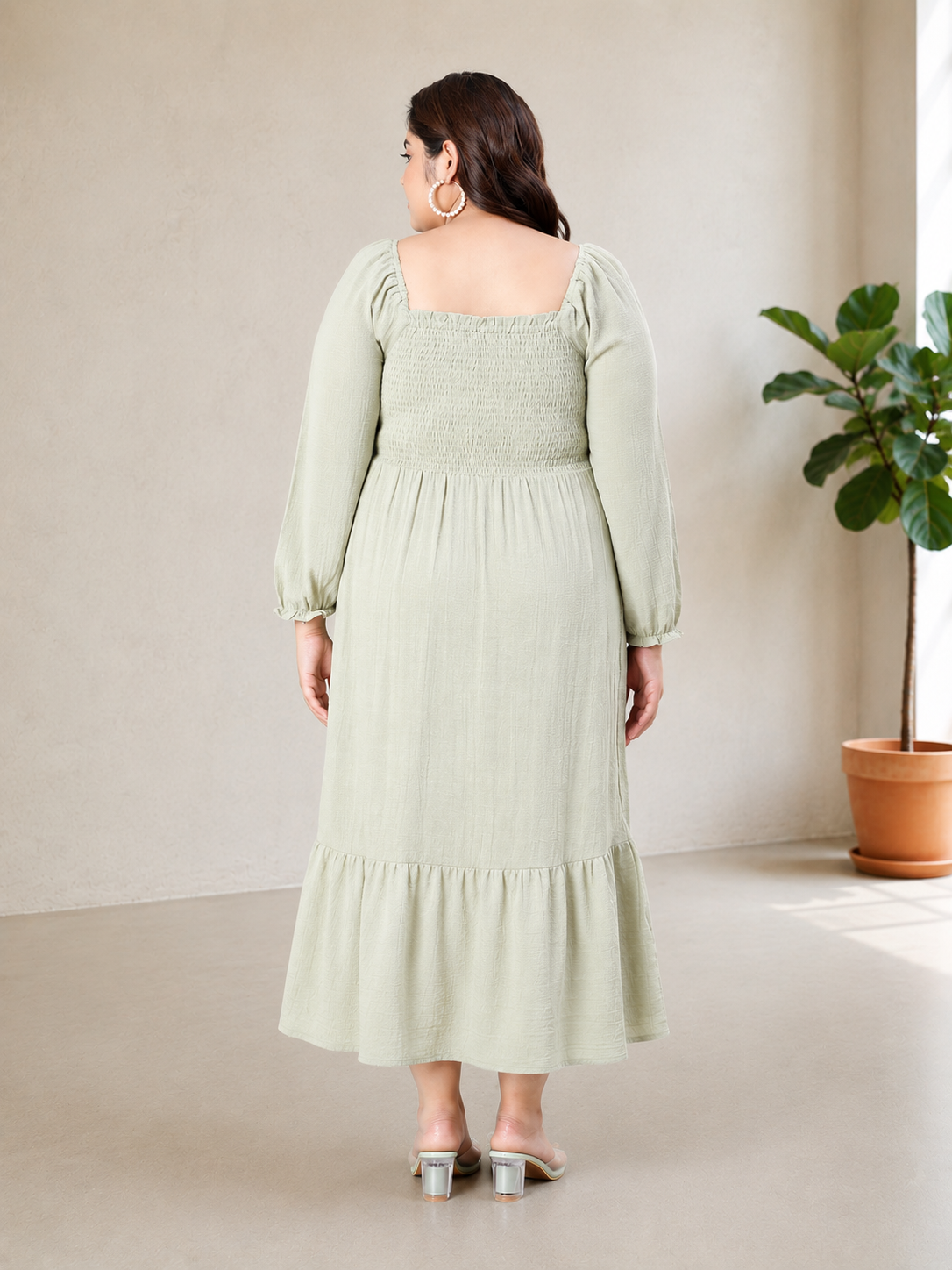 Plus Size Green Cotton Dress