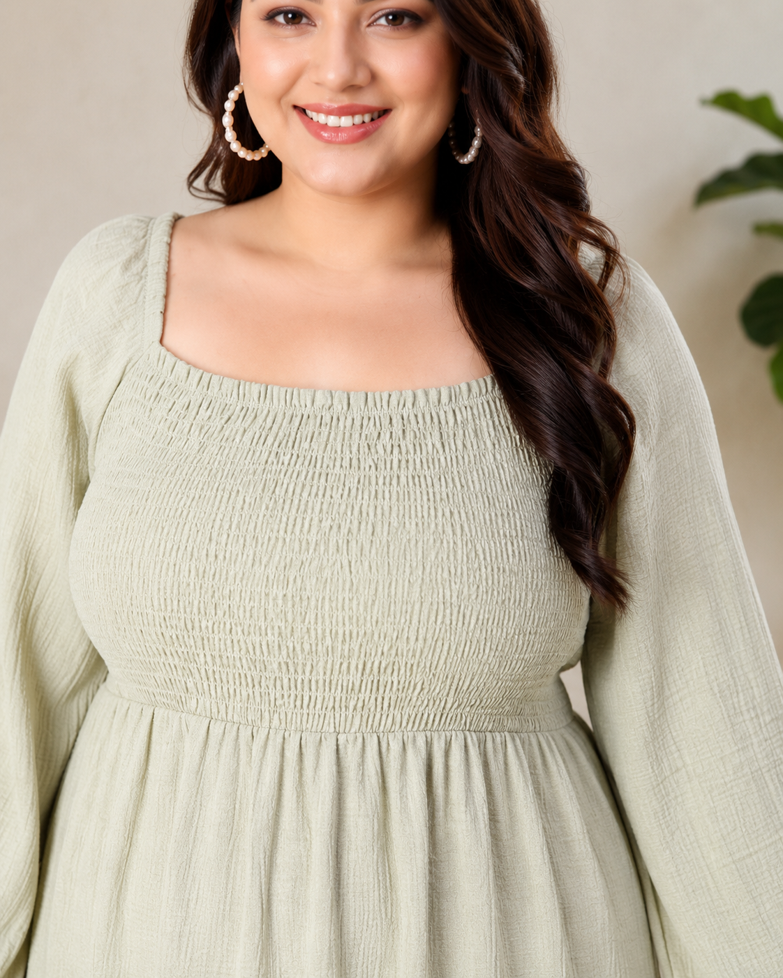 Plus Size Green Cotton Dress