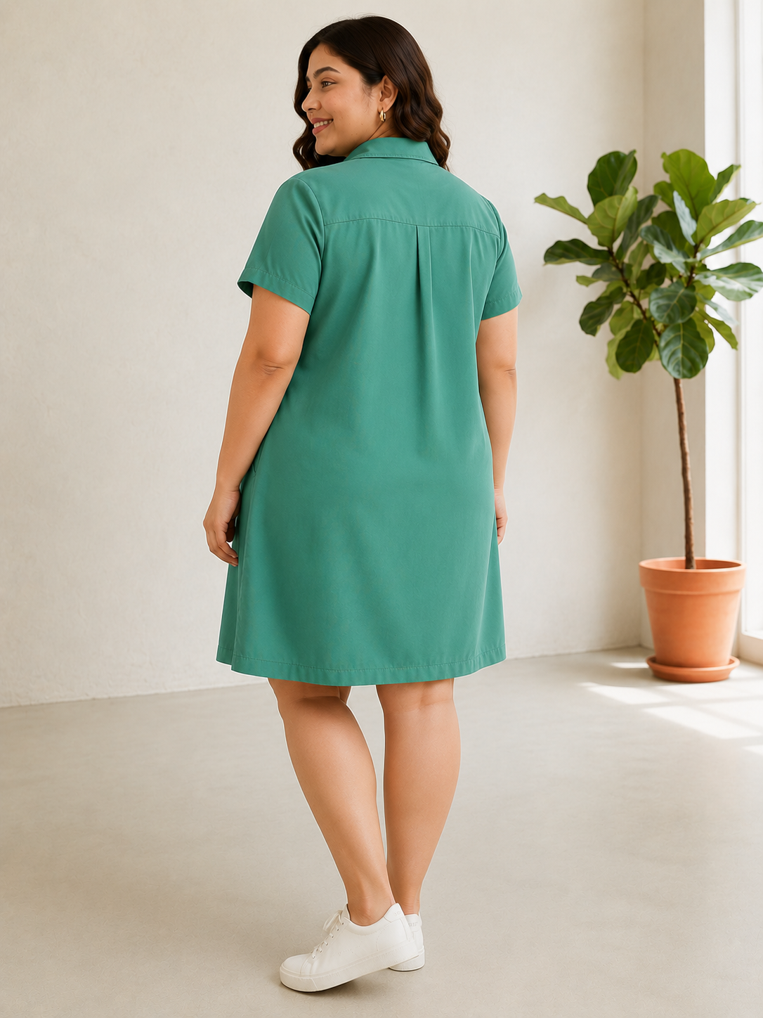 Plus Size Green Cotton Dress