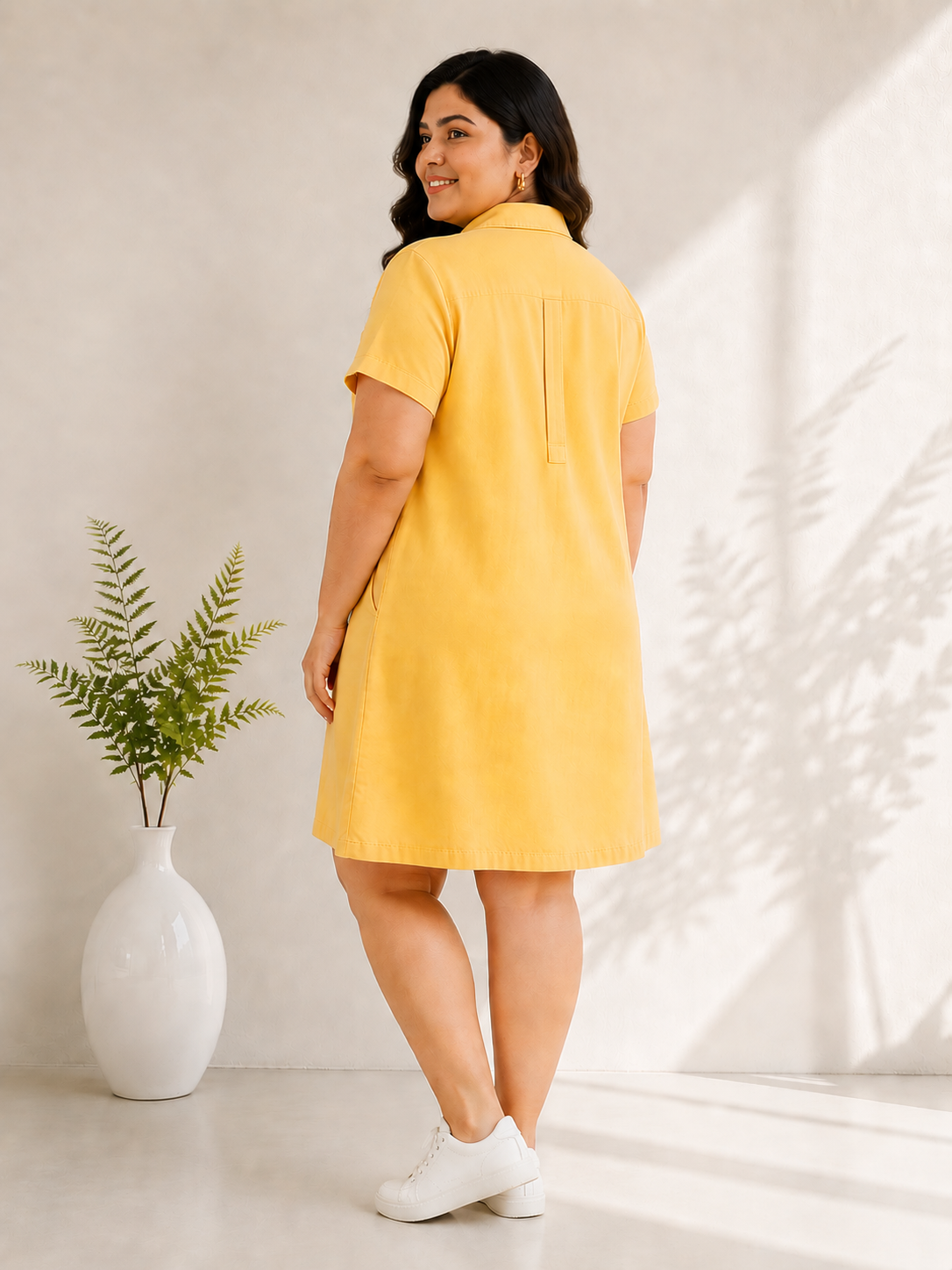 Plus Size Yellow Cotton Dress