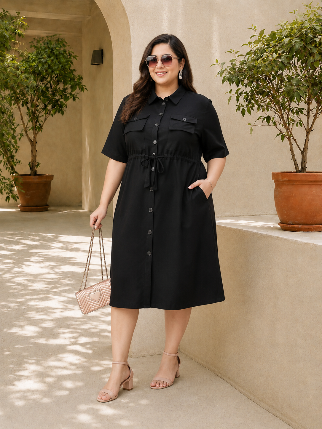 Plus Size Black Cotton Dress