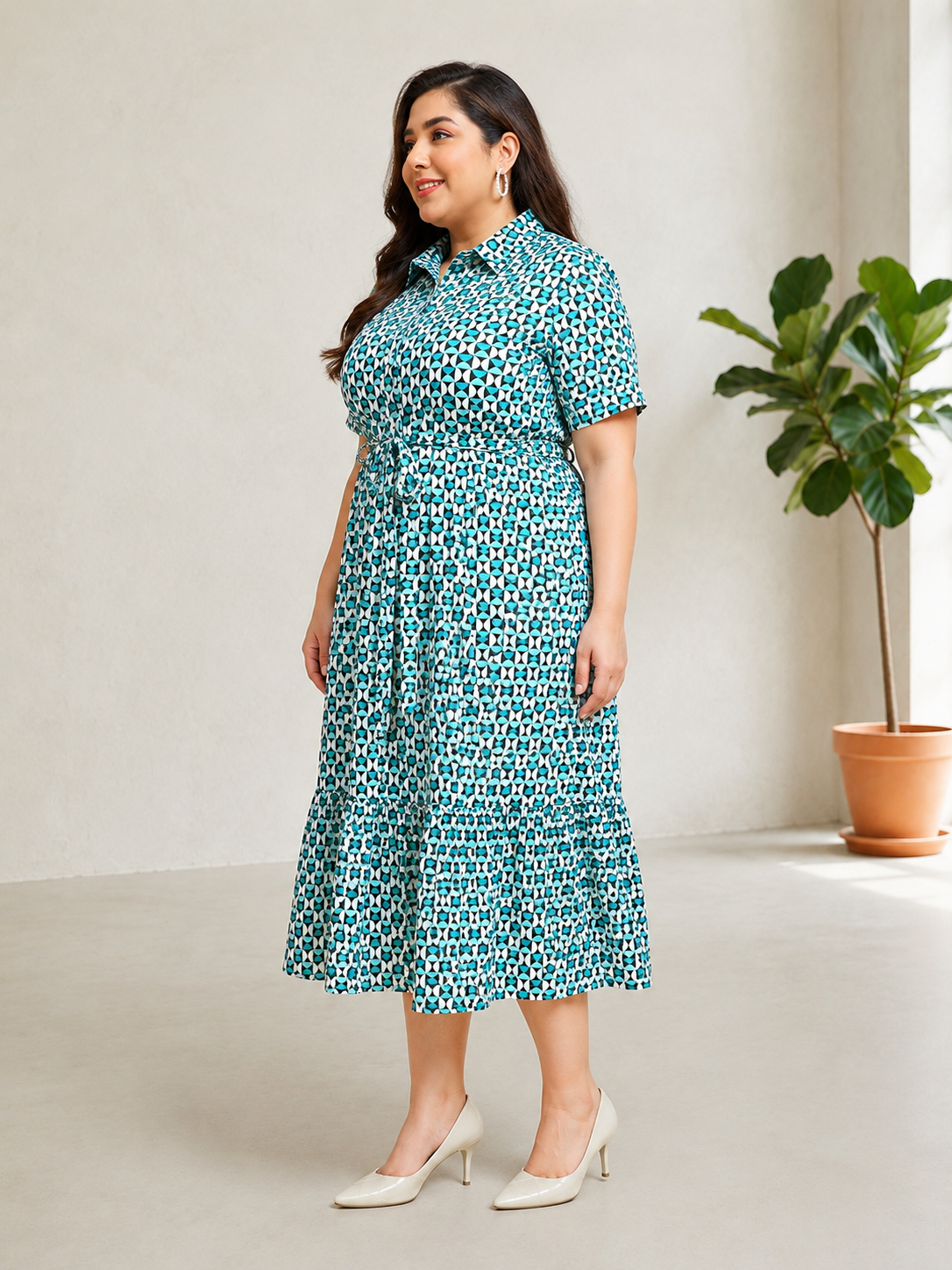 Plus Size Multicolor Check Dress