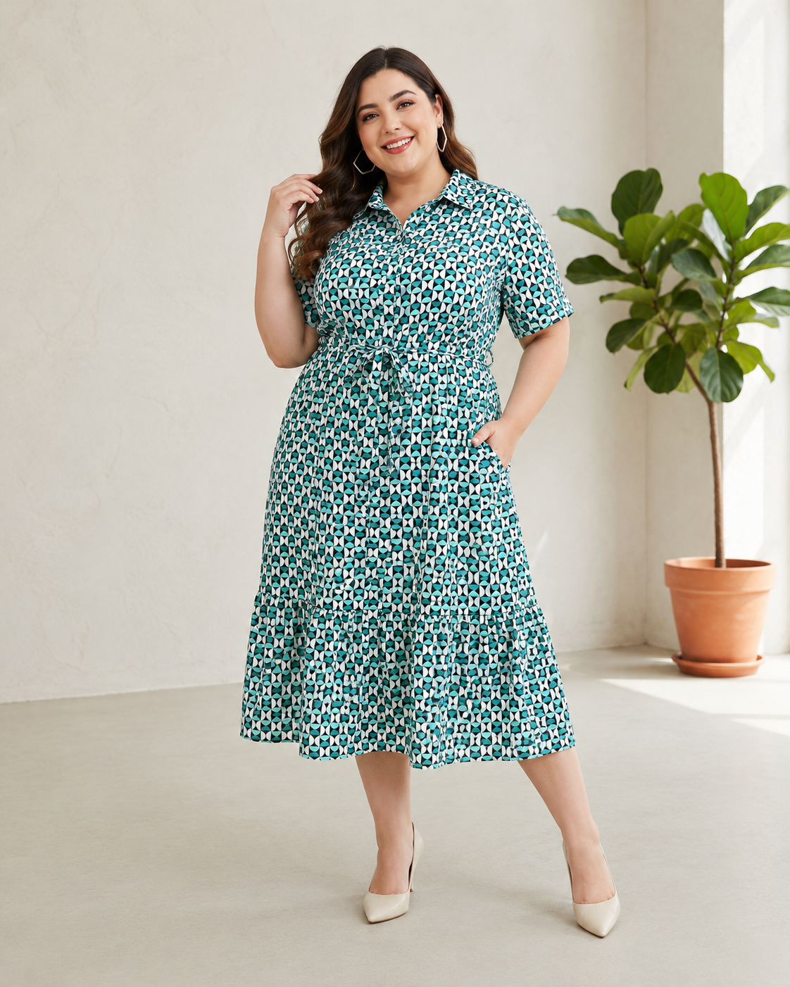 Plus Size Multicolor Check Dress