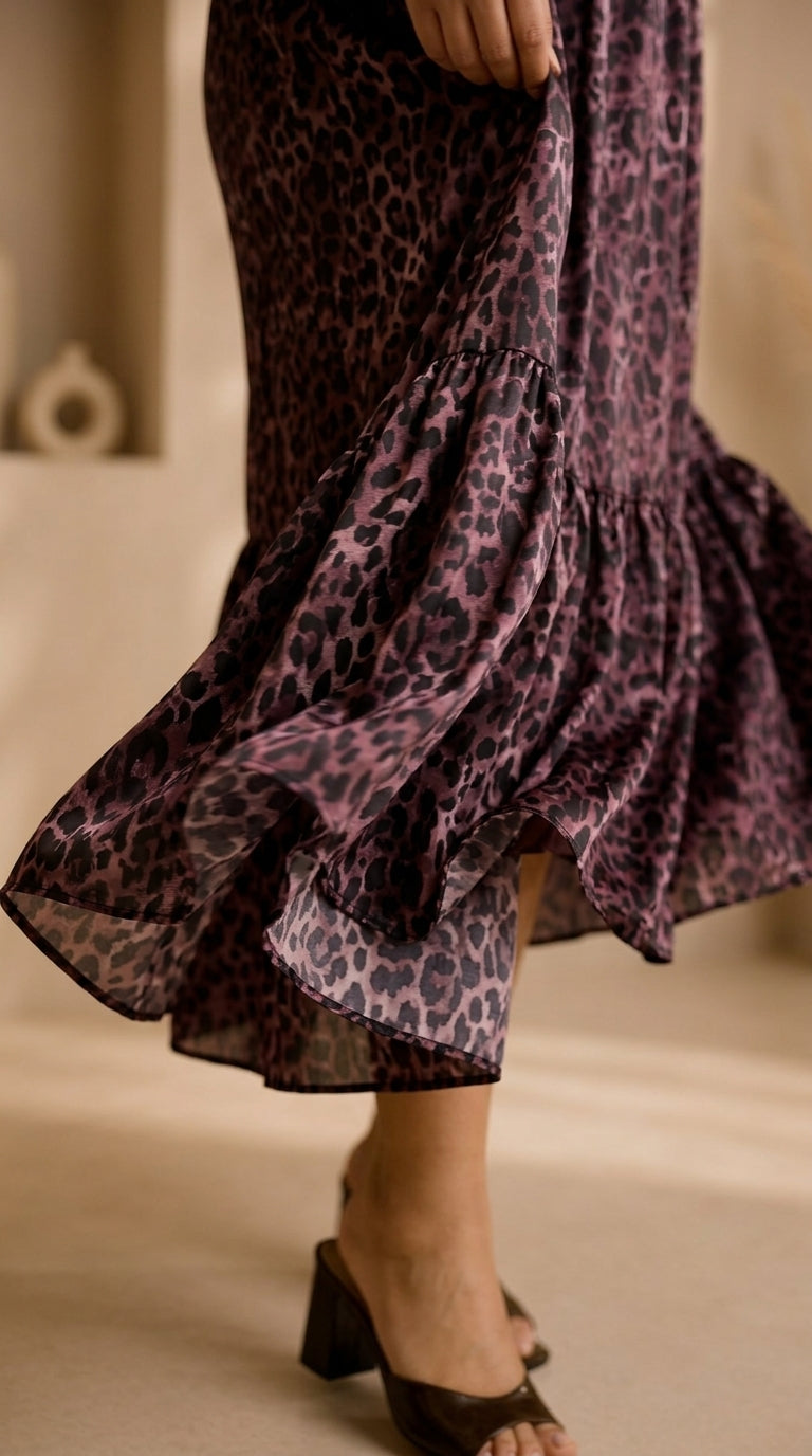 fabulous purple animal satin dress