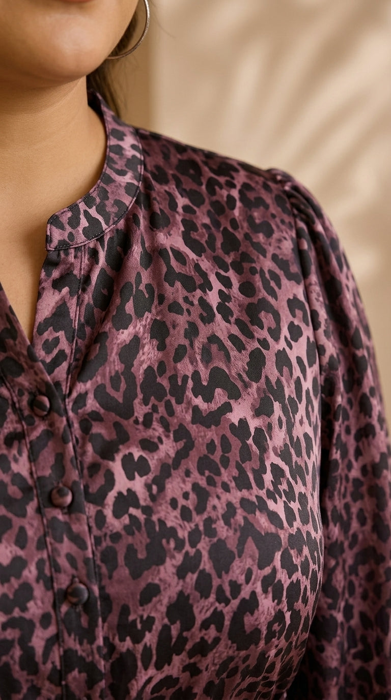 fabulous purple animal satin dress