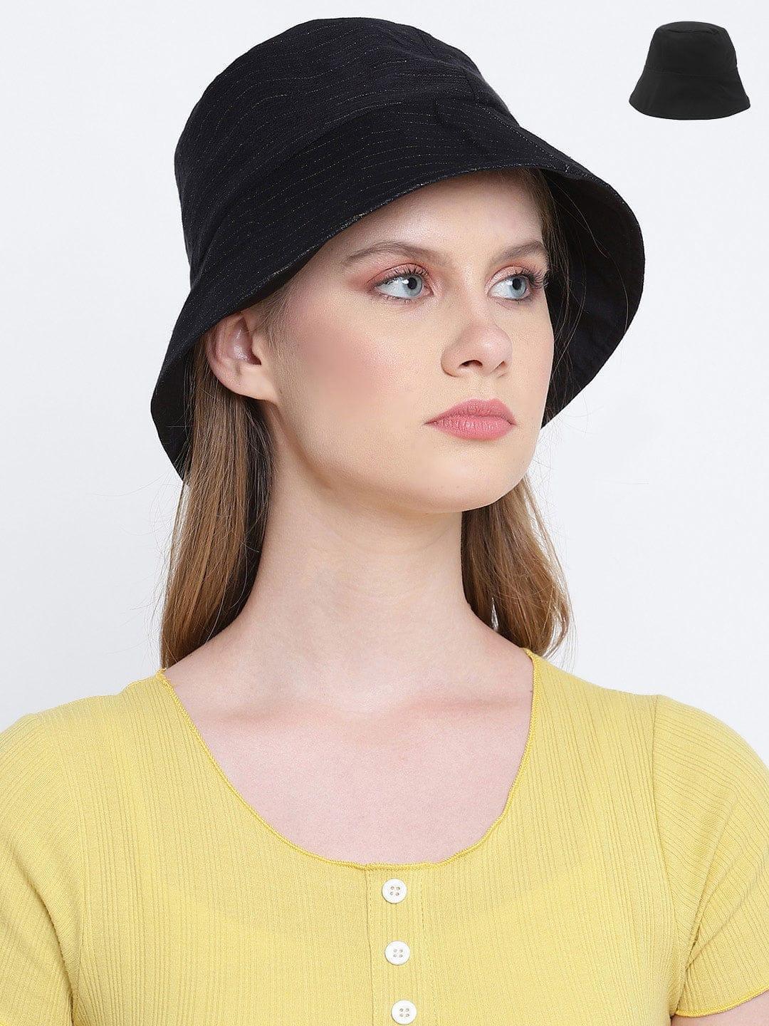 Zip Zap Solid Black Reversible Women Hat For Fashion - oxolloxo