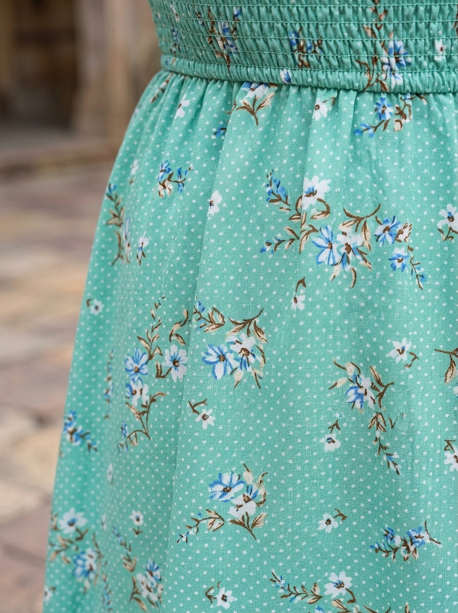 Plus Size Sea Green Floral Printed Dress