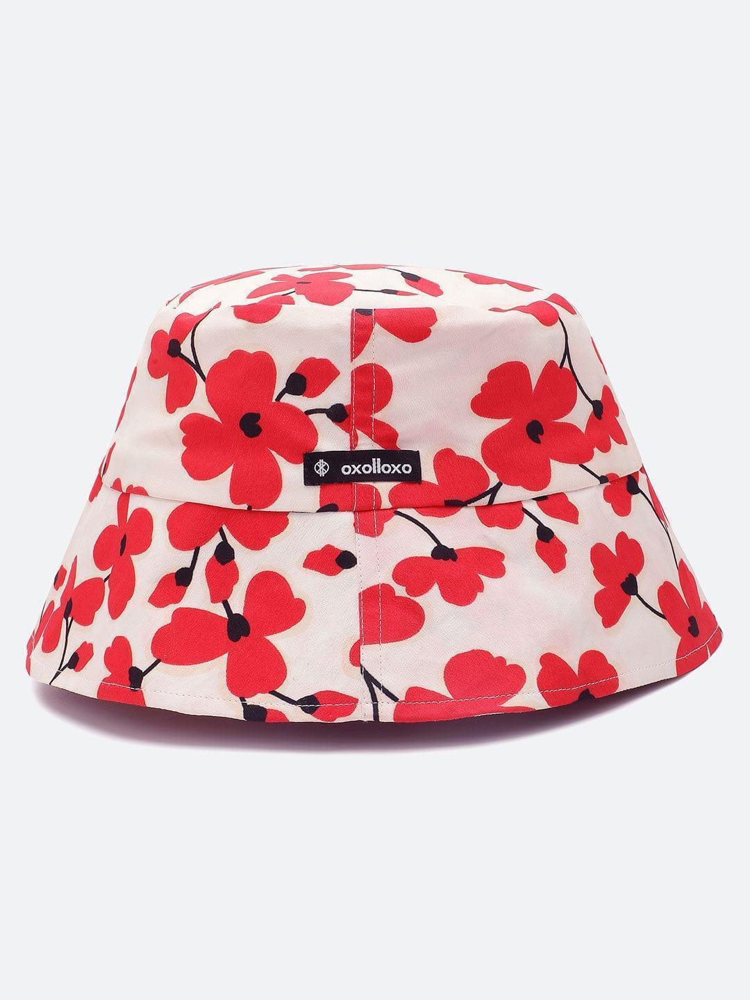 Vintage Charm: Red Polka Dot Maxi Dress & Floral Reversible Bucket Hat Set - oxolloxo