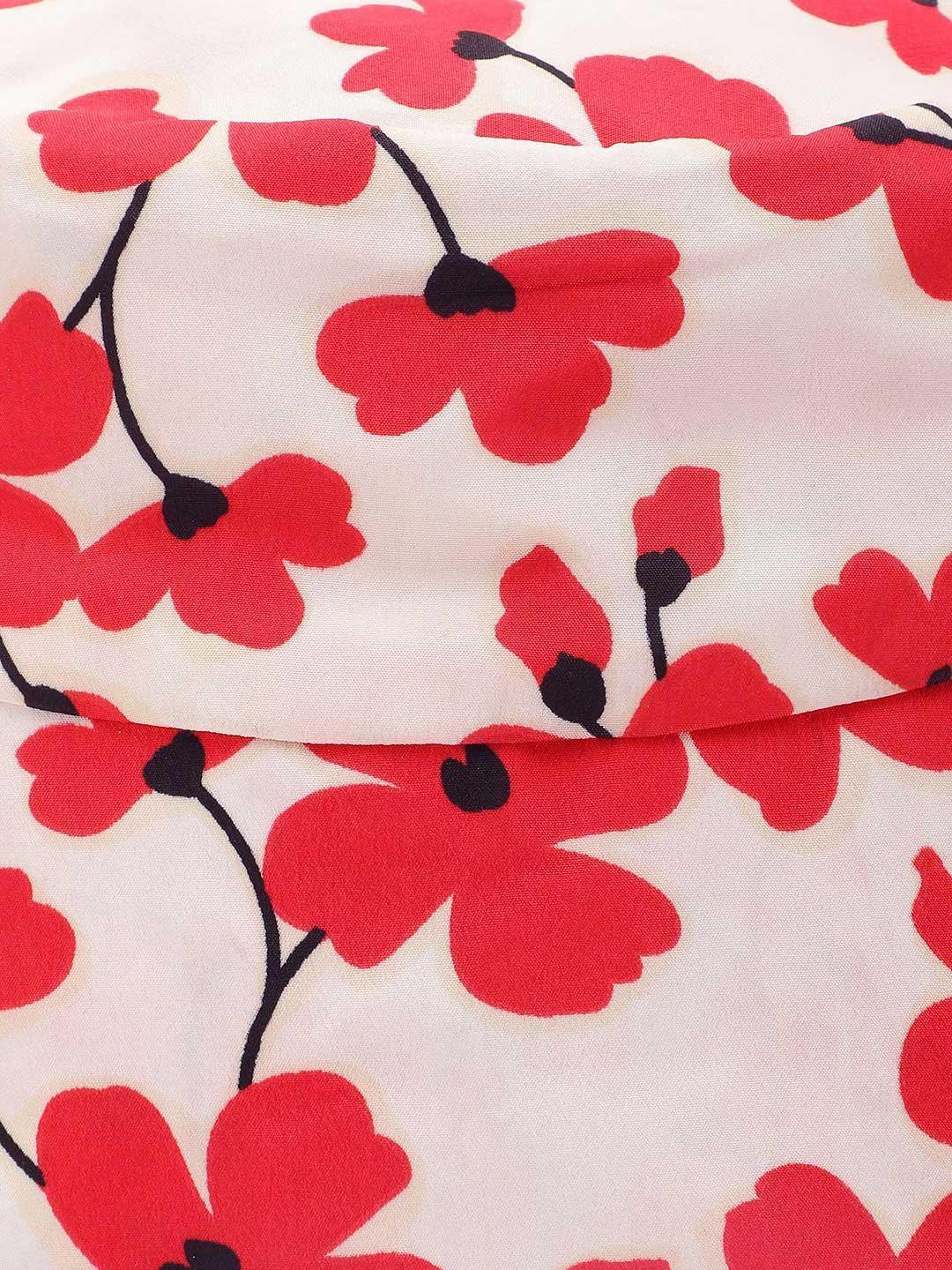 Vintage Charm: Red Polka Dot Maxi Dress & Floral Reversible Bucket Hat Set - oxolloxo