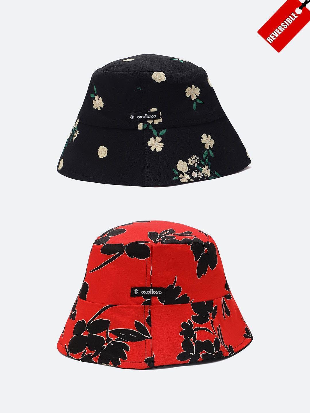 Hot Colored Floral Print Reversible Women Bucket Hat Available - oxolloxo