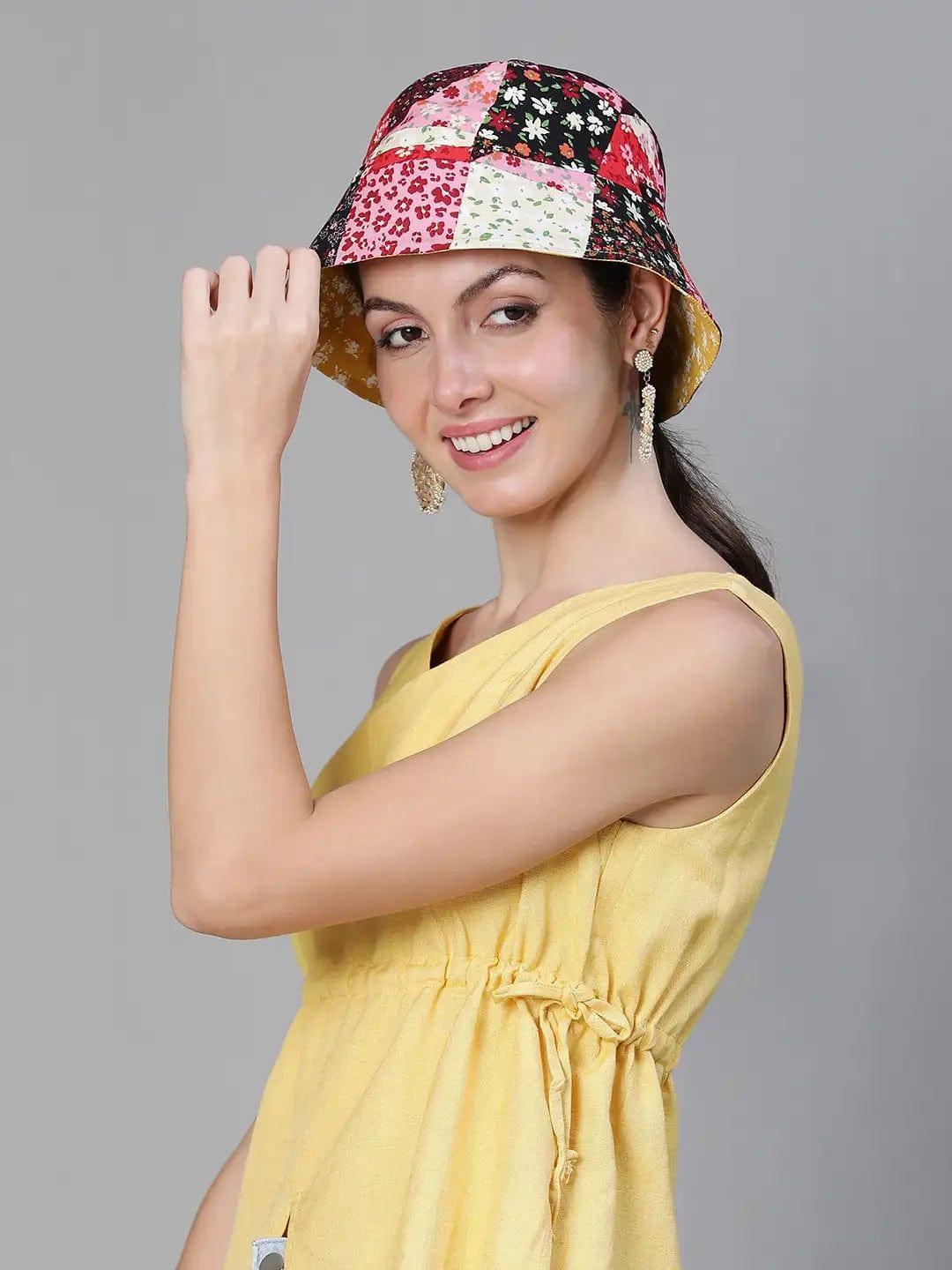 Stared Printed Reversible Women Bucket Hat For Colorful Look   oxolloxo