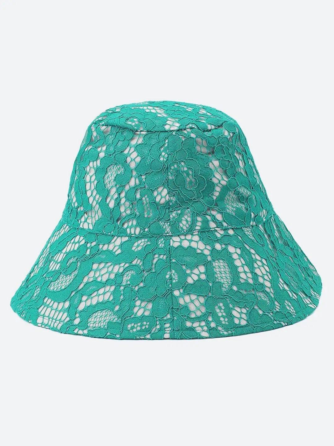 Godly Green Lace Fabric Women Bucket Hat For Summer Fun   oxolloxo