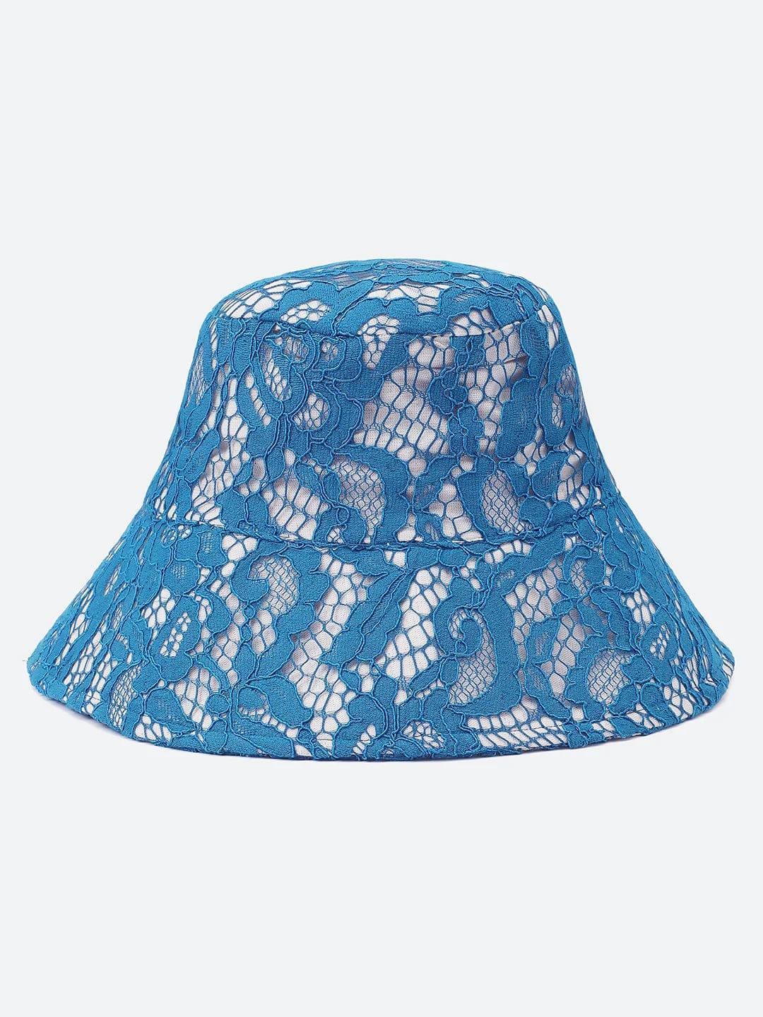 Roamed Blue Lace Fabric Women Bucket Hat For Summer - oxolloxo