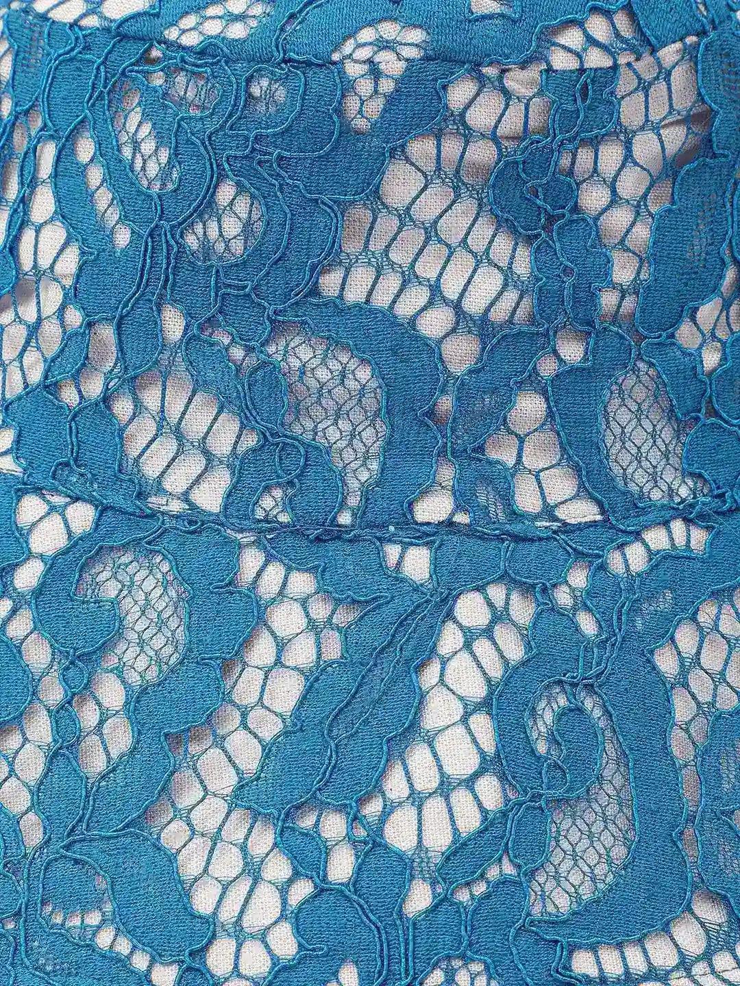 Roamed Blue Lace Fabric Women Bucket Hat For Summer   oxolloxo