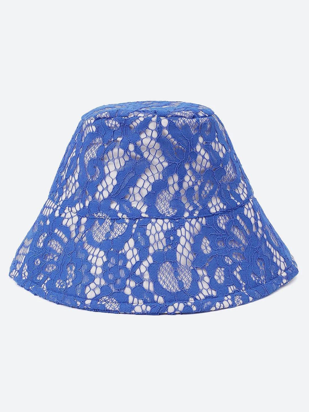 Grand Blue Lace Fabric Women Bucket Hat For Women - oxolloxo