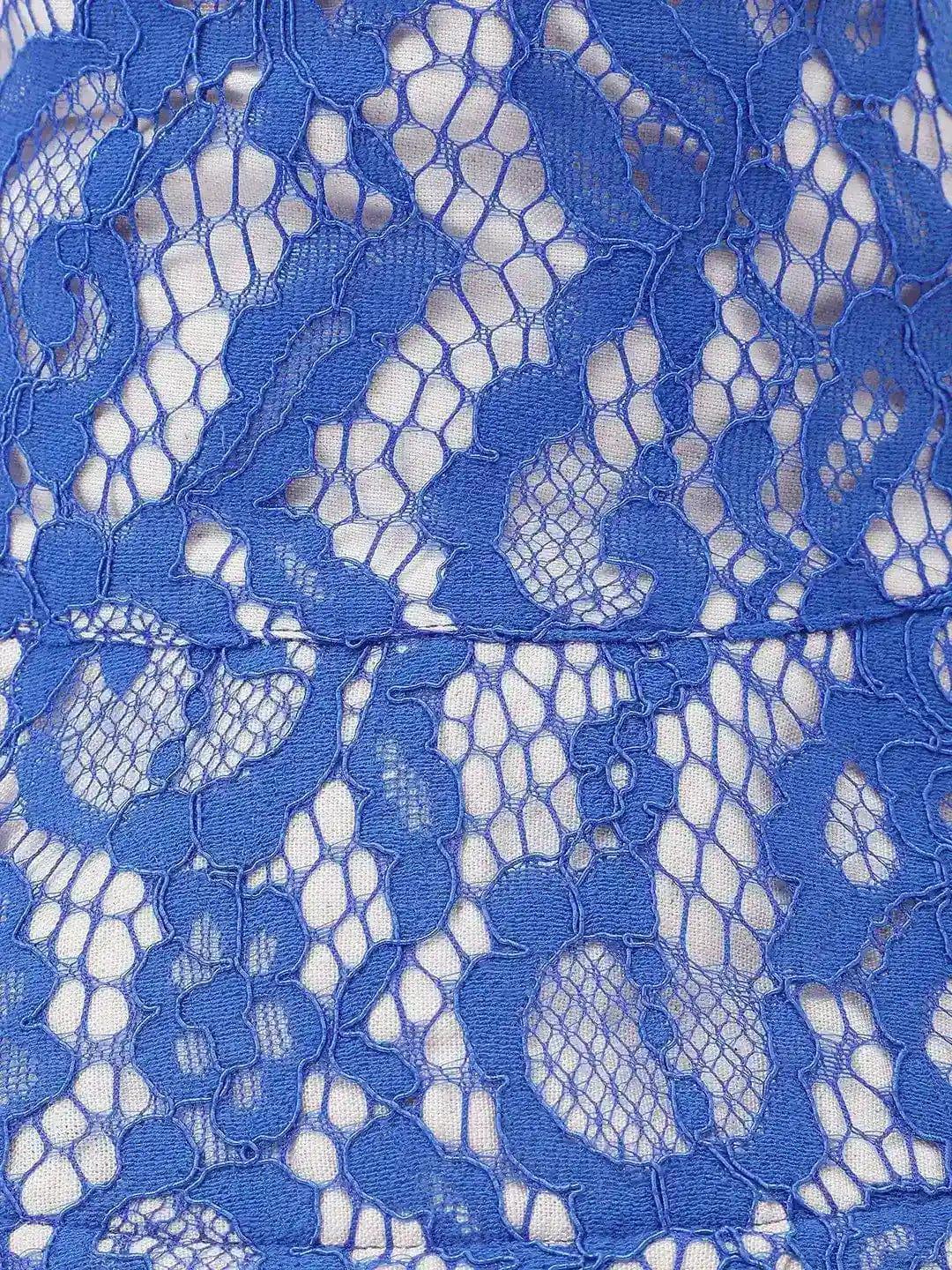 Grand Blue Lace Fabric Women Bucket Hat For Women   oxolloxo