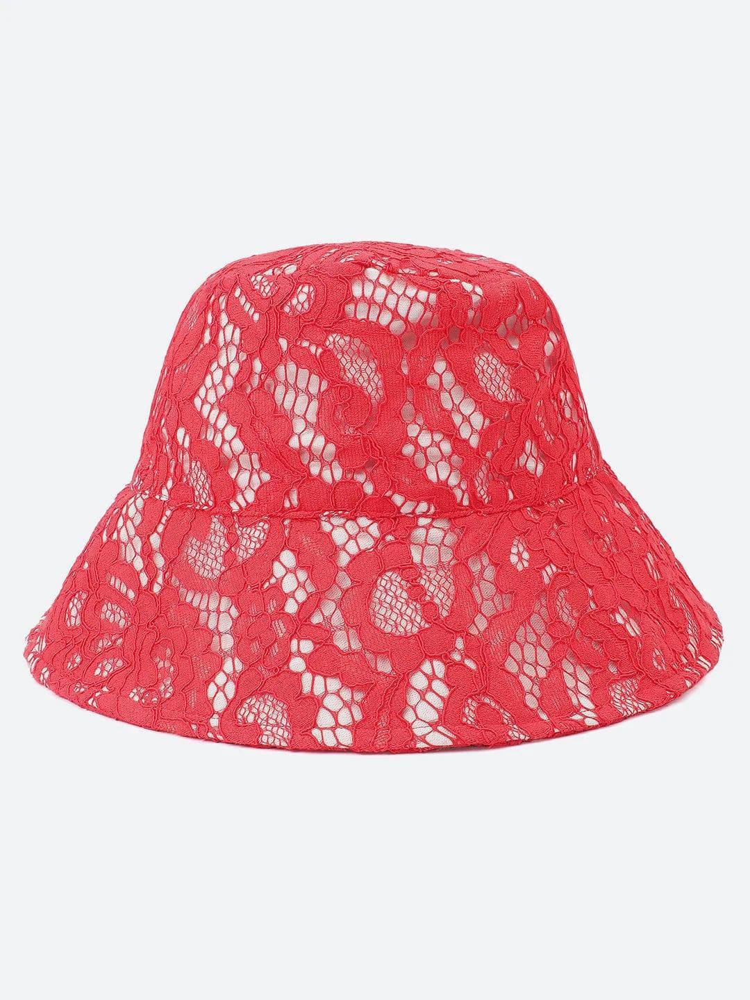 Maple Red Lace Fabric Women Bucket Hat For Style - oxolloxo