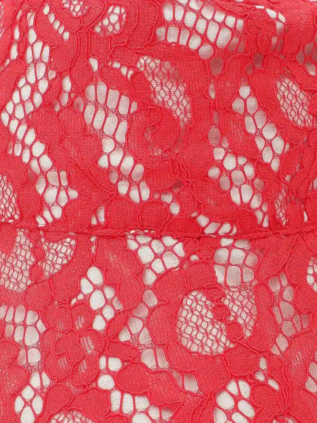 Maple Red Lace Fabric Women Bucket Hat For Style   oxolloxo