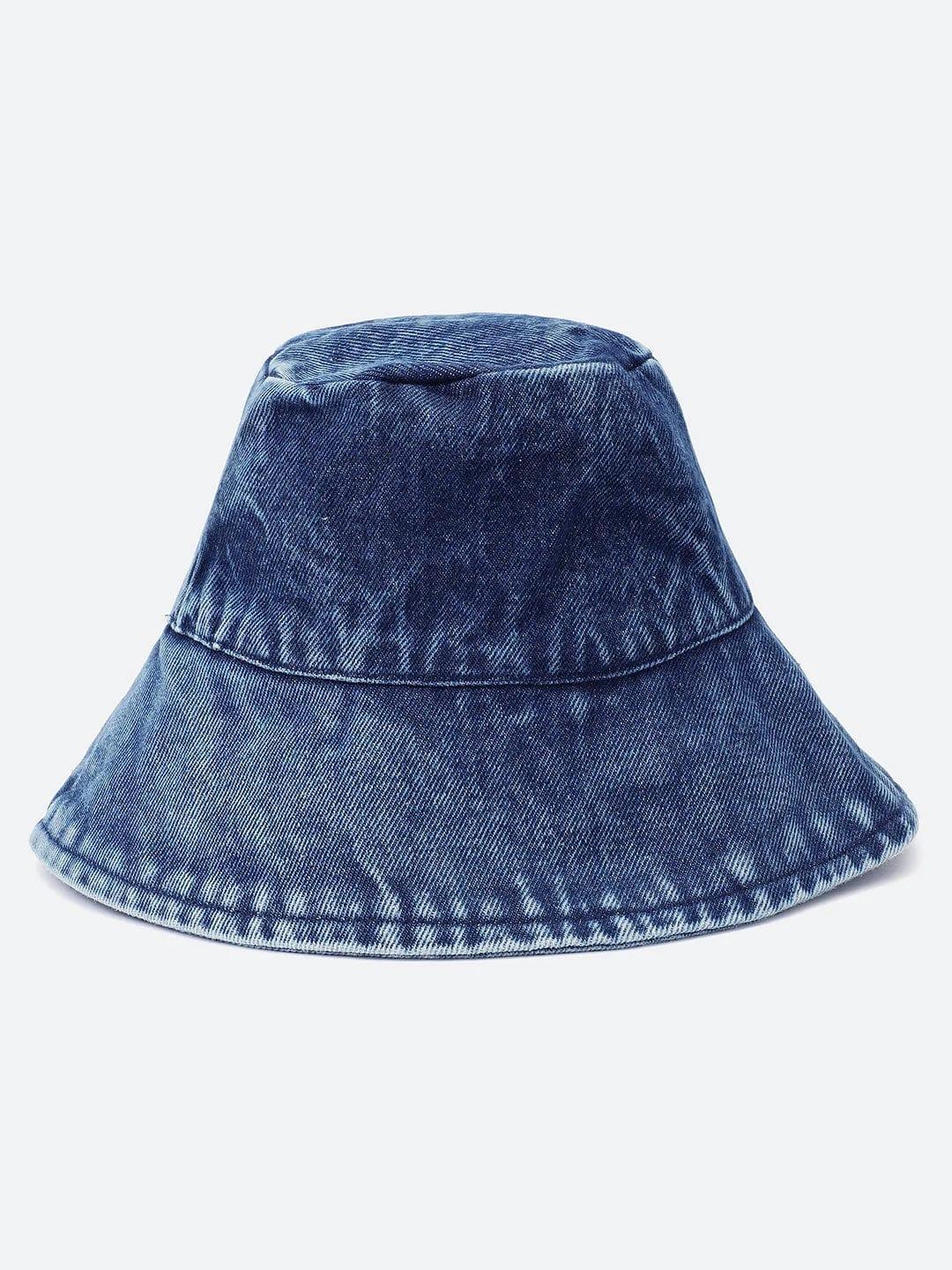 Trendy Blue Solid Women Cotton Bucket Hat For Summer - oxolloxo