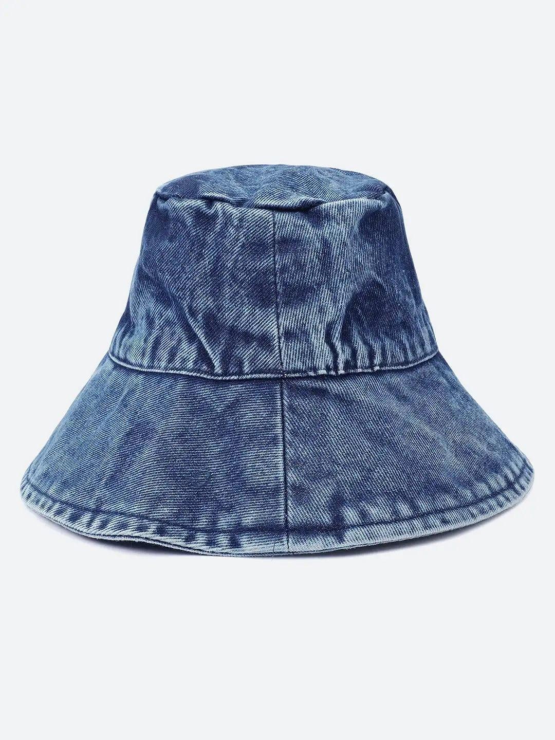Trendy Blue Solid Women Cotton Bucket Hat For Summer   oxolloxo