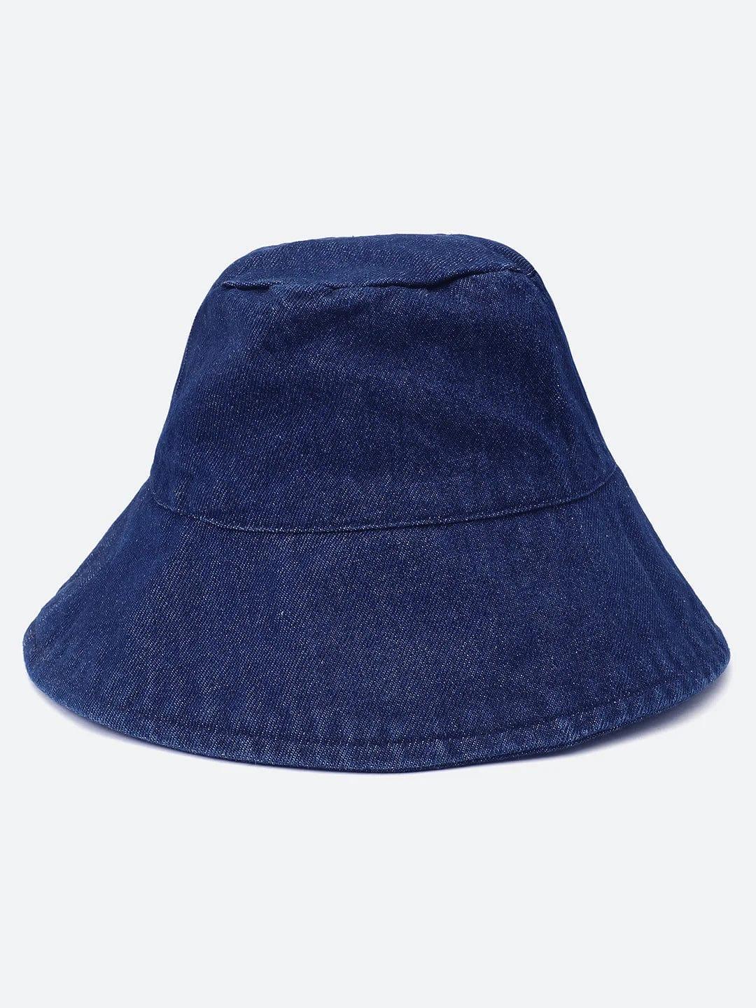 Daring Dark Blue Solid Women Cotton Bucket Hat Today - oxolloxo