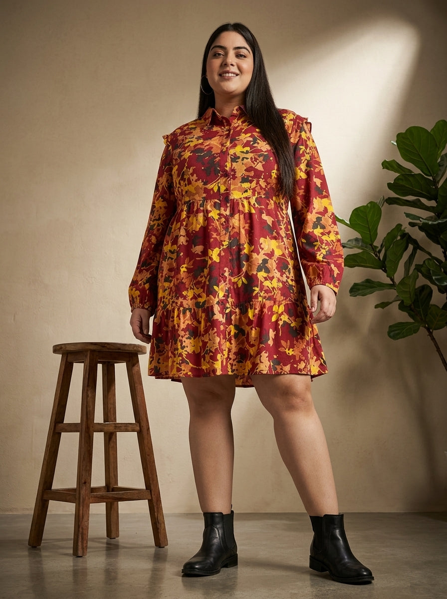 Plus Size Multicolor Floral Dress