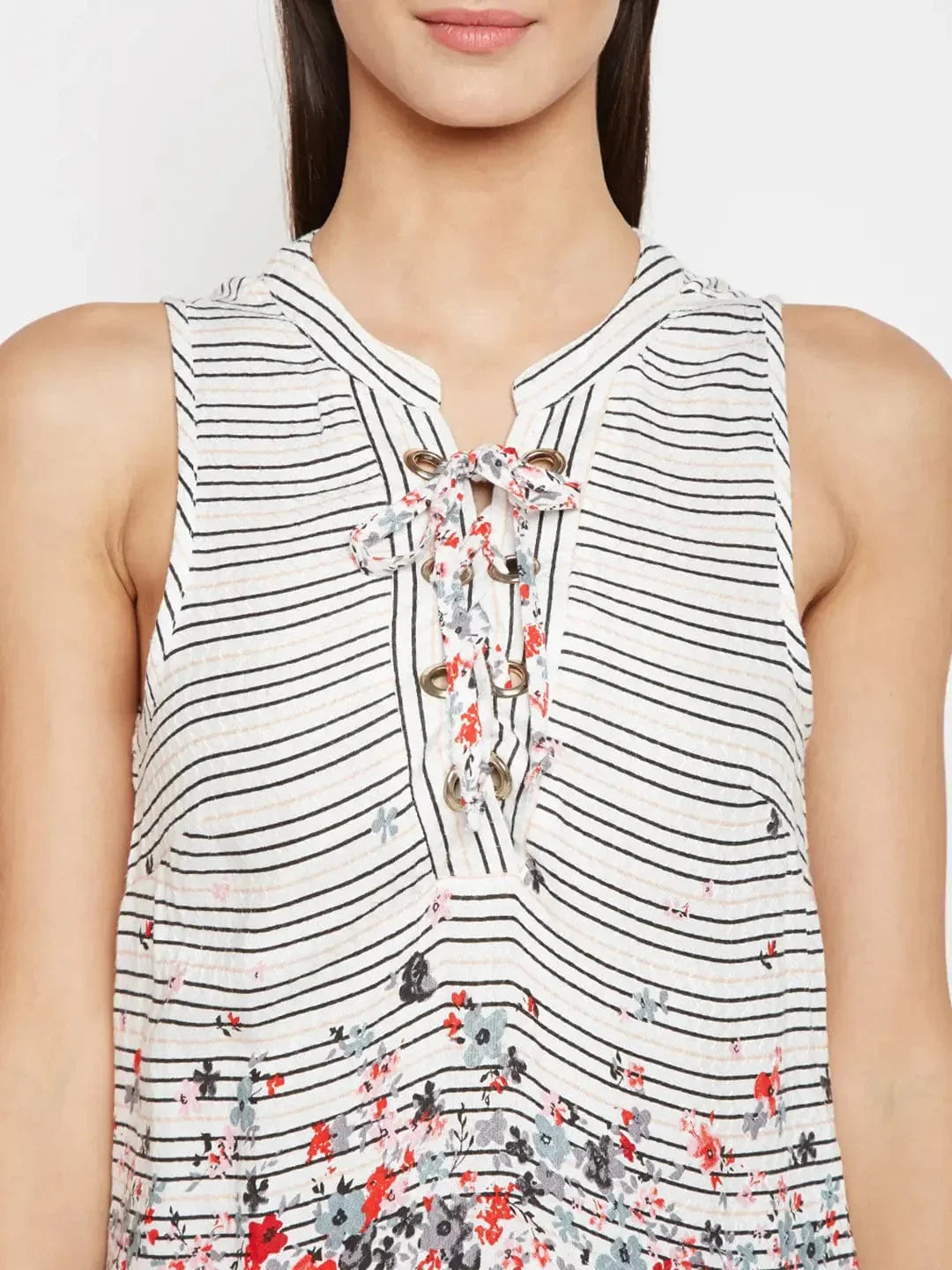 Women's Multicolor Floral Stripe Top